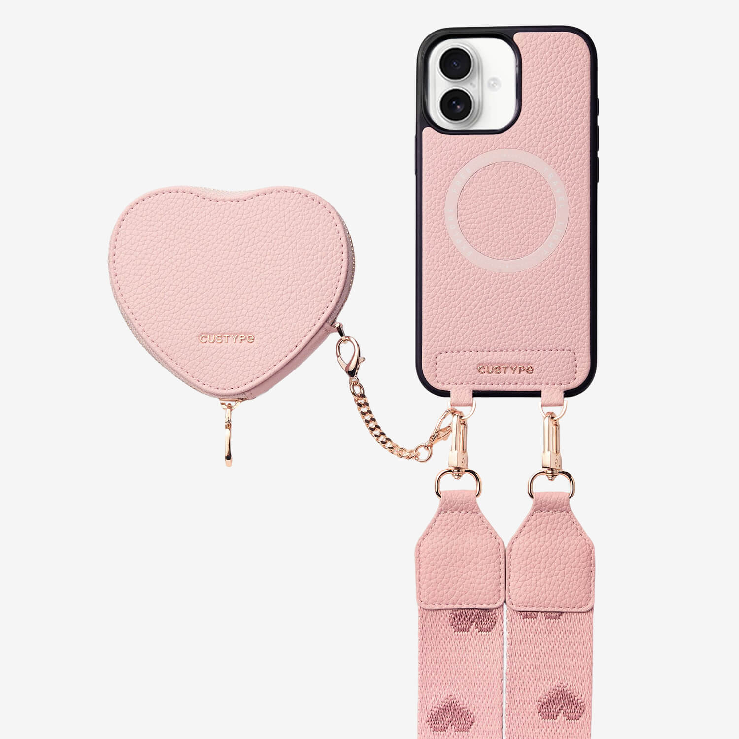 Morandi Grace Kit- Sling Phone Case with Magnetic Heart Pouch-Mobile Phone Cases-DETACHABLE WALLET & WIRELESS CHARGING