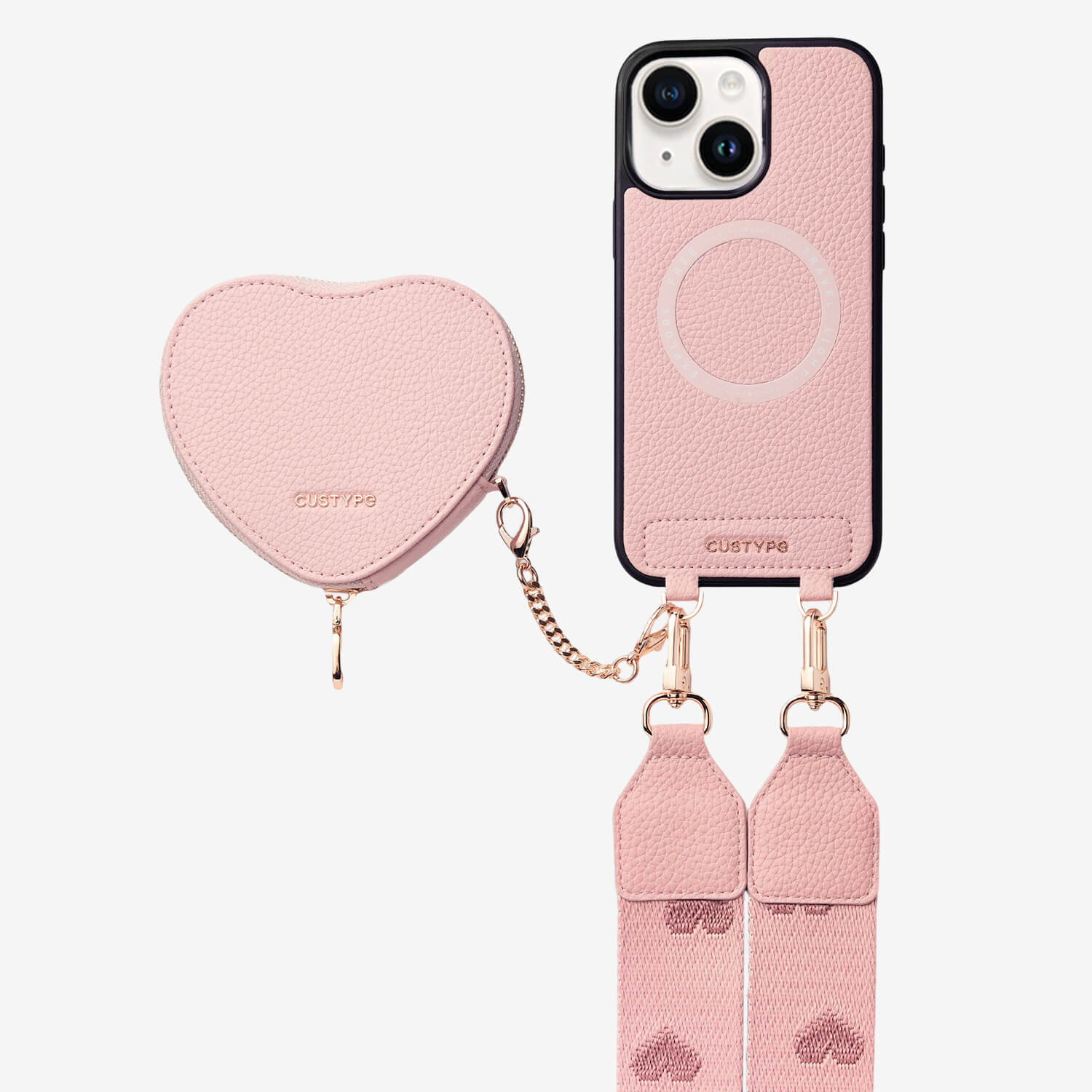 Morandi Grace Kit- Sling Phone Case with Magnetic Heart Pouch-Mobile Phone Cases-DETACHABLE WALLET & WIRELESS CHARGING