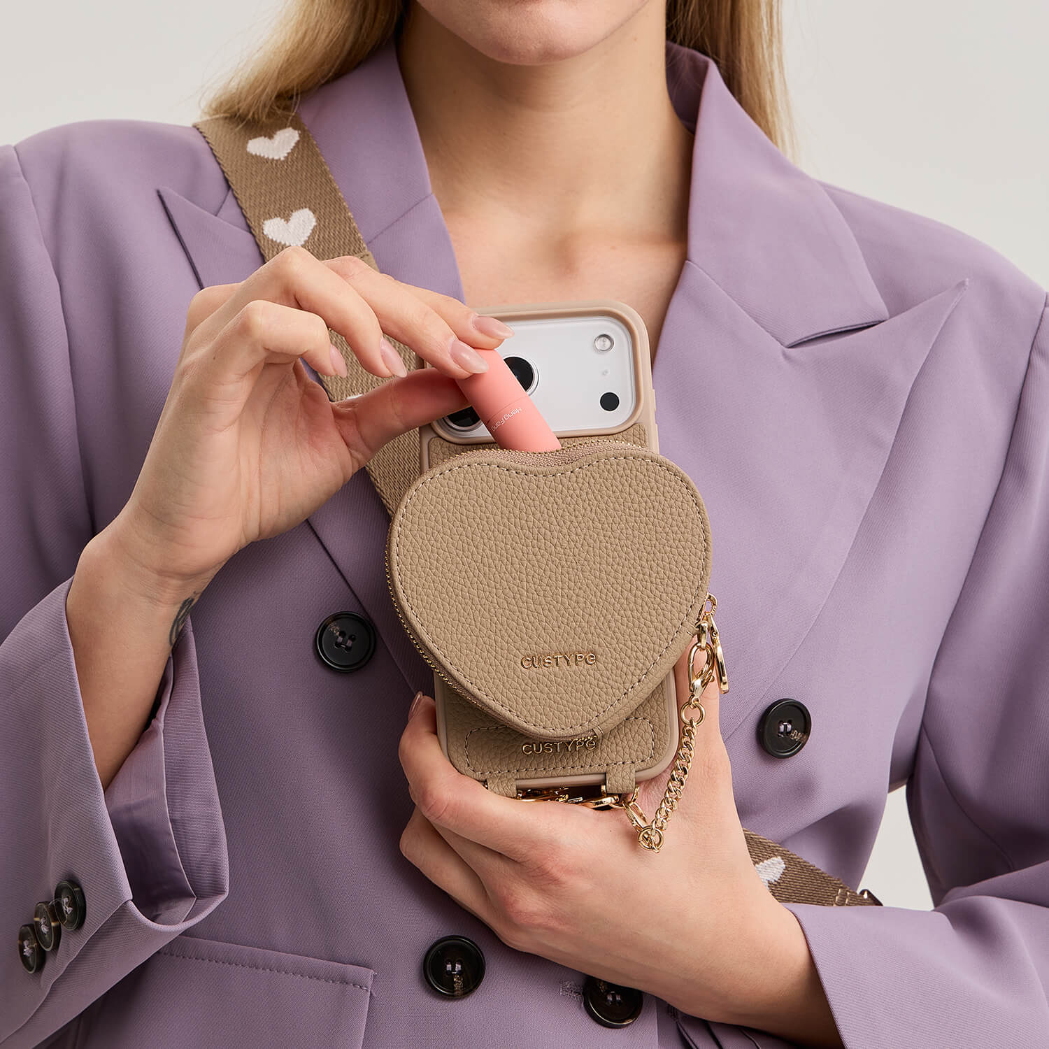 Morandi Grace Kit- Sling Phone Case with Magnetic Heart Pouch