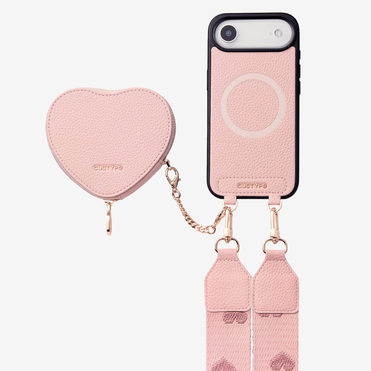 Morandi Grace Kit- Sling Phone Case with Magnetic Heart Pouch-Mobile Phone Cases-DETACHABLE WALLET & WIRELESS CHARGING