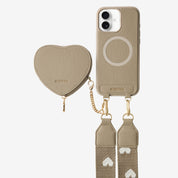 Morandi Grace Kit- Sling Phone Case with Magnetic Heart Pouch-Mobile Phone Cases-DETACHABLE WALLET & WIRELESS CHARGING