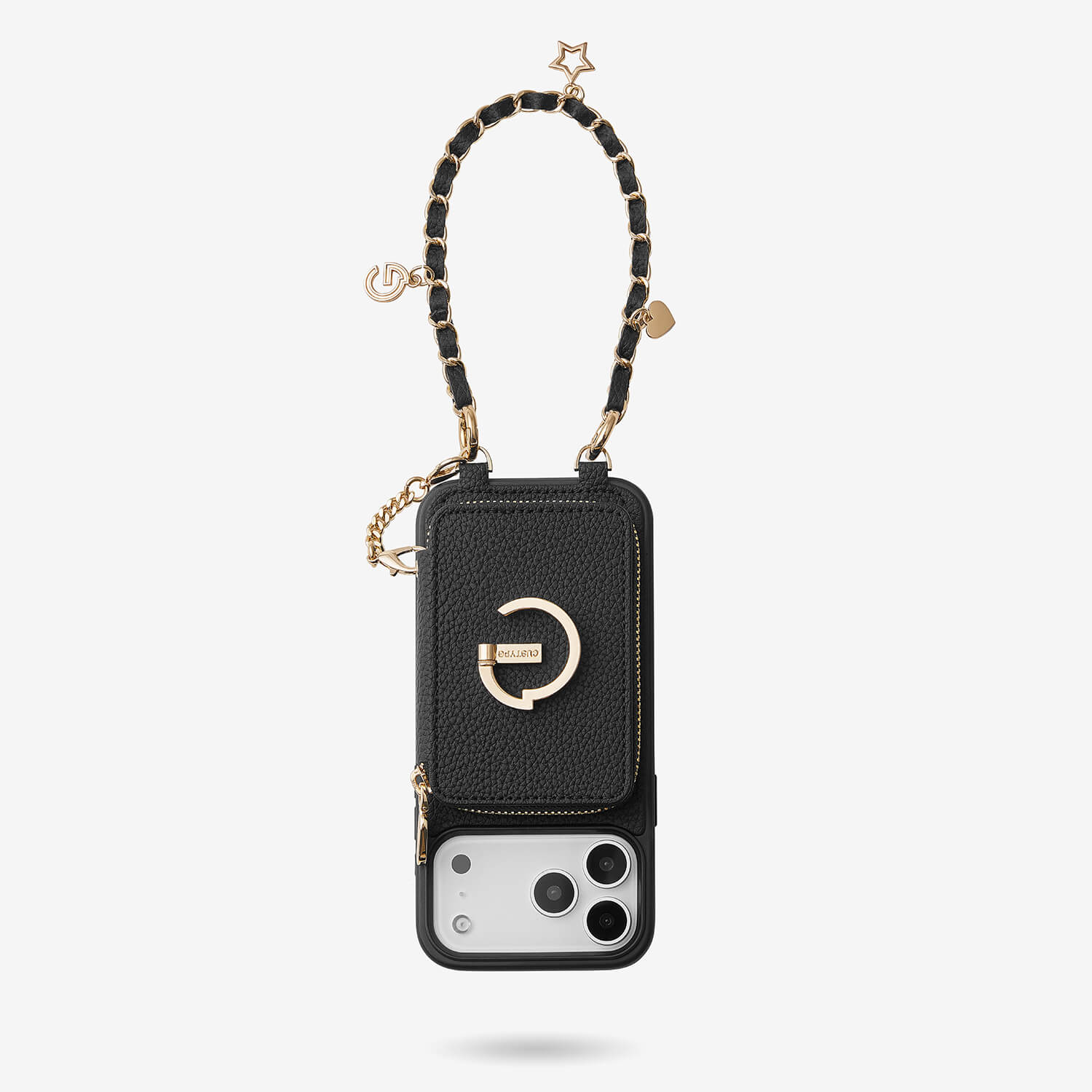 Allure Chain Series- Lanyard Magnetic Wallet Phone Case with Finger Holder-Mobile Phone Cases-DETACHABLE WALLET & WIRELESS CHARGING