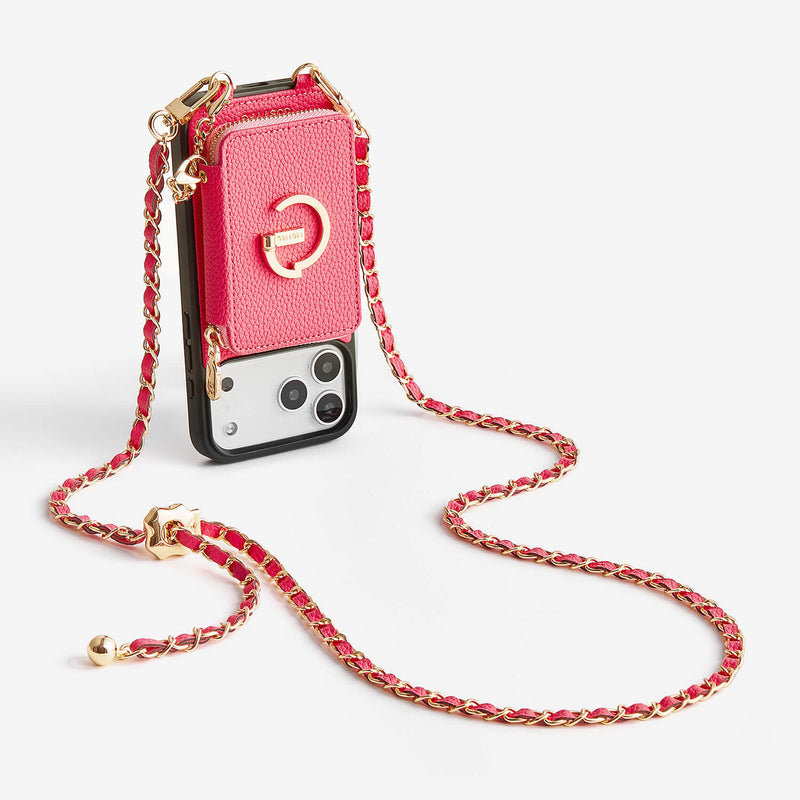 Allure Chain Series- Lanyard Magnetic Wallet Phone Case with Finger Holder-Mobile Phone Cases-DETACHABLE WALLET & WIRELESS CHARGING