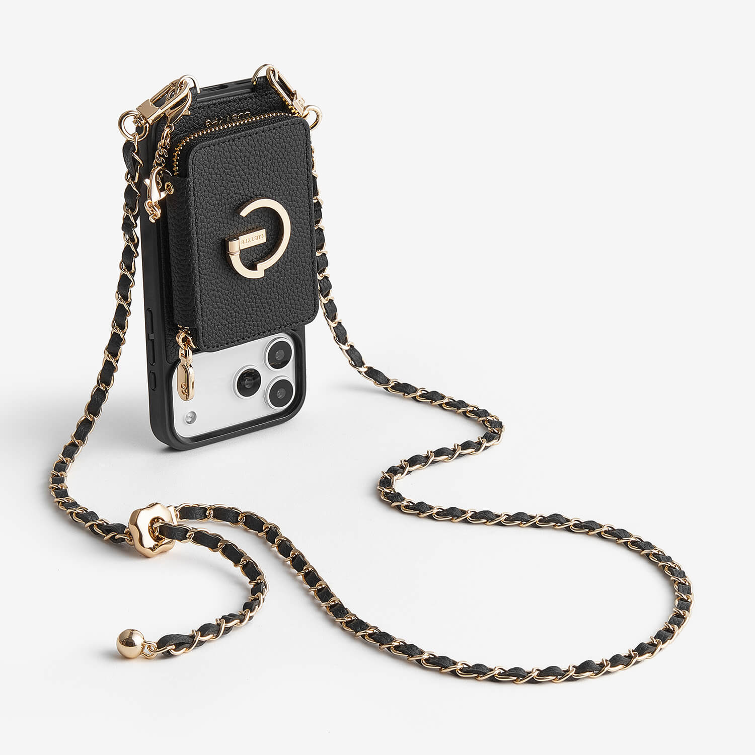 Allure Chain Series- Lanyard Magnetic Wallet Phone Case with Finger Holder-Mobile Phone Cases-DETACHABLE WALLET & WIRELESS CHARGING