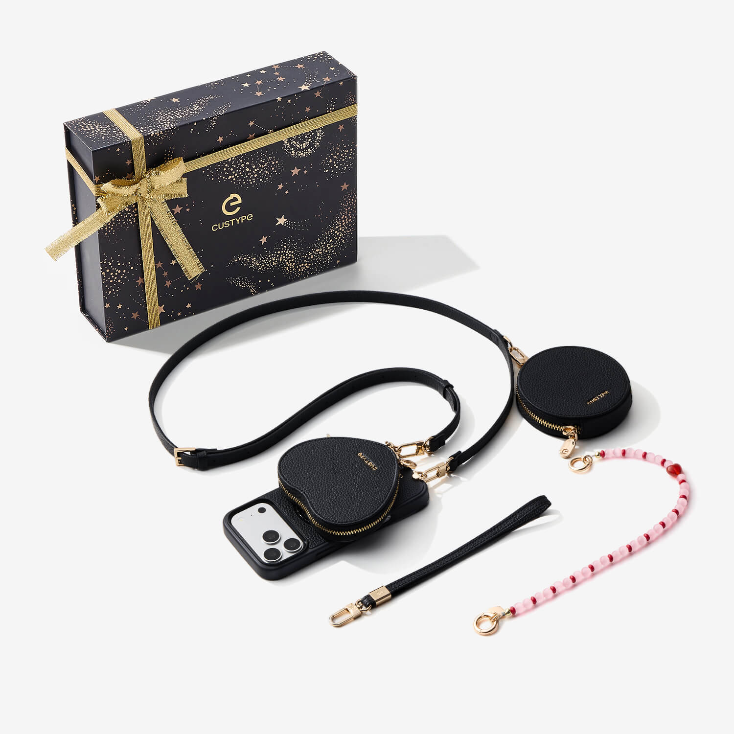スターライトギフトボックス - ハートポーチ付きクロスボディiPhoneケース
