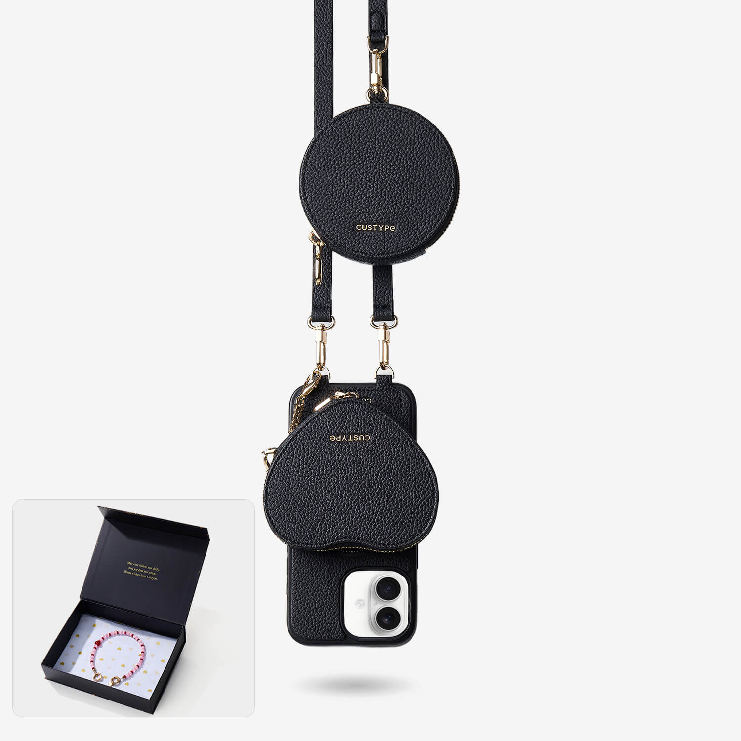 スターライトギフトボックス - ハートポーチ付きクロスボディiPhoneケース