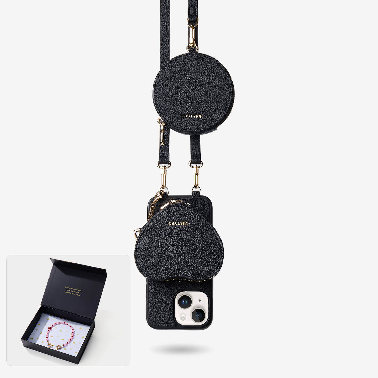 スターライトギフトボックス - ハートポーチ付きクロスボディiPhoneケース