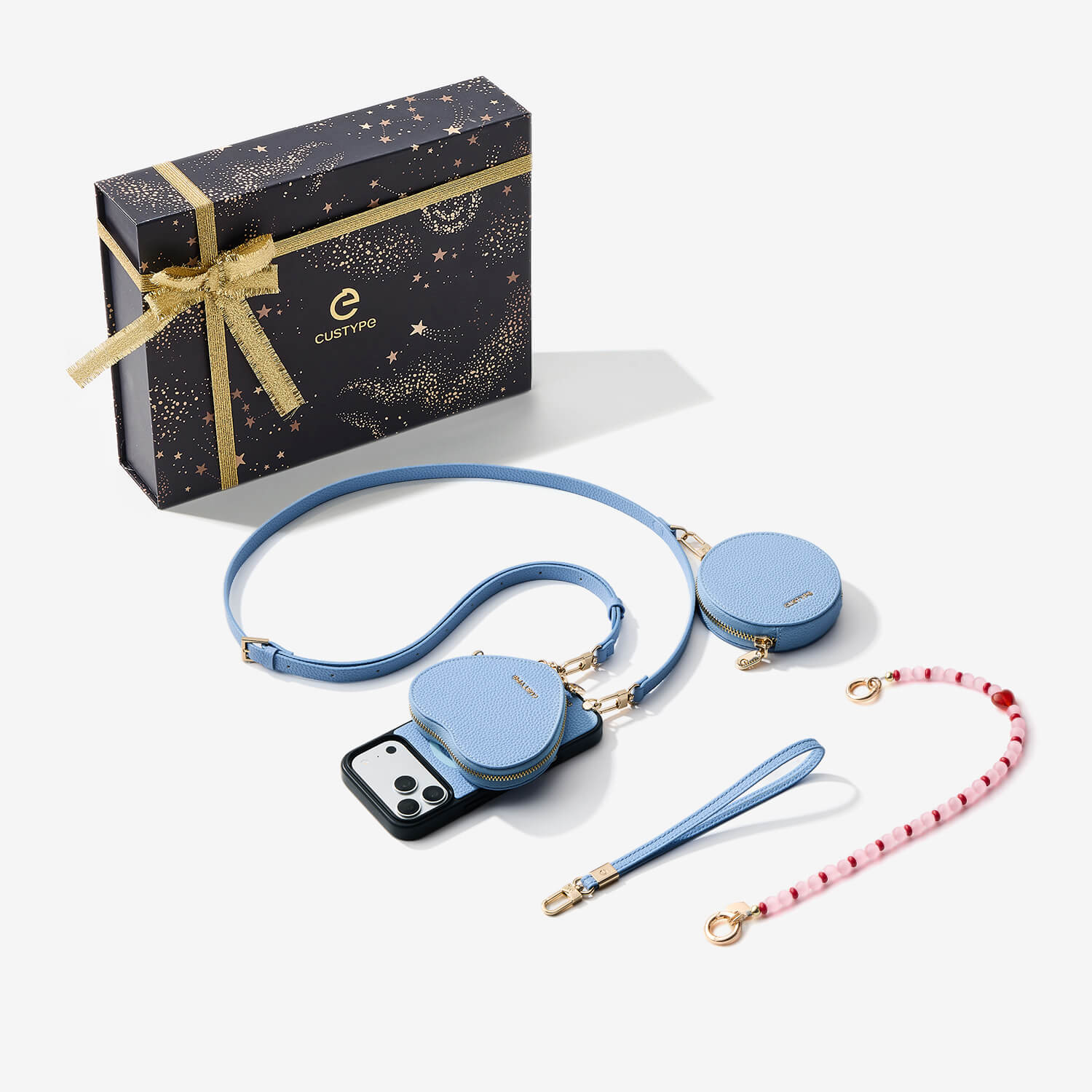 スターライトギフトボックス - ハートポーチ付きクロスボディiPhoneケース