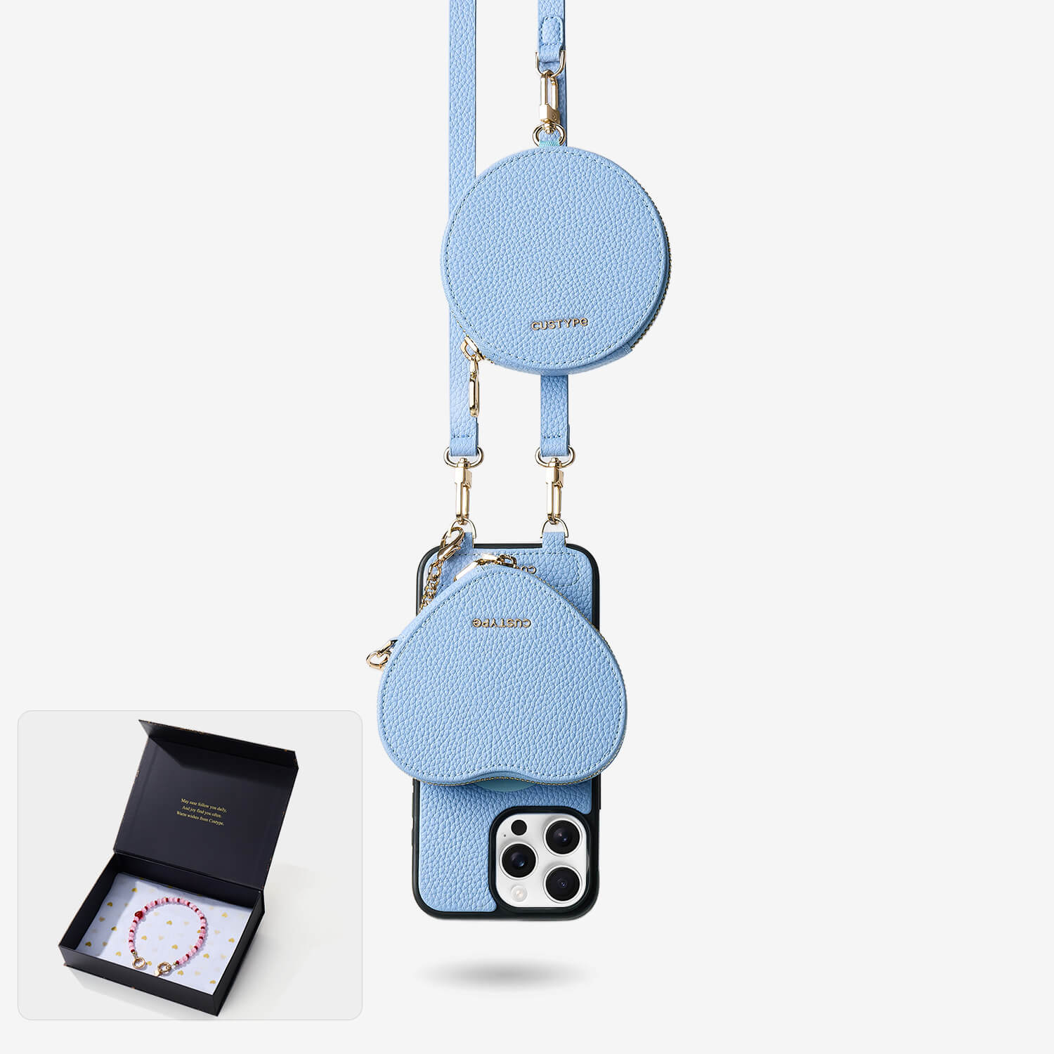 スターライトギフトボックス - ハートポーチ付きクロスボディiPhoneケース