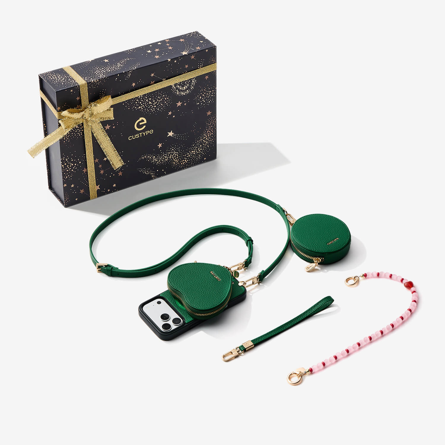 スターライトギフトボックス - ハートポーチ付きクロスボディiPhoneケース