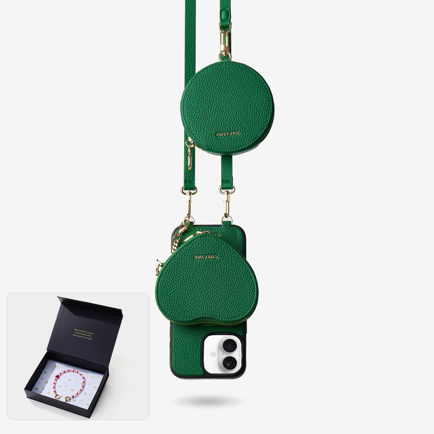 スターライトギフトボックス - ハートポーチ付きクロスボディiPhoneケース