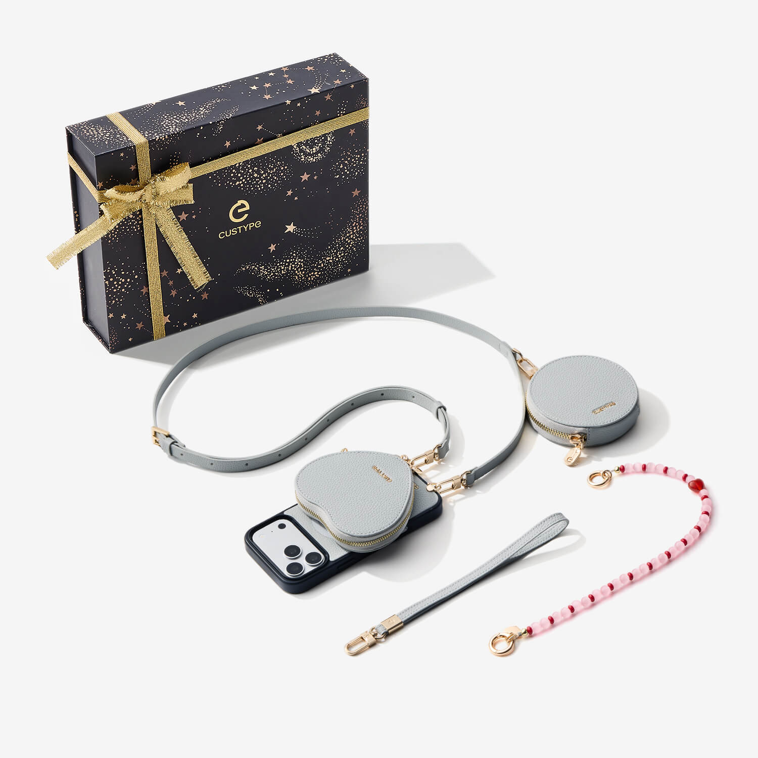 スターライトギフトボックス - ハートポーチ付きクロスボディiPhoneケース