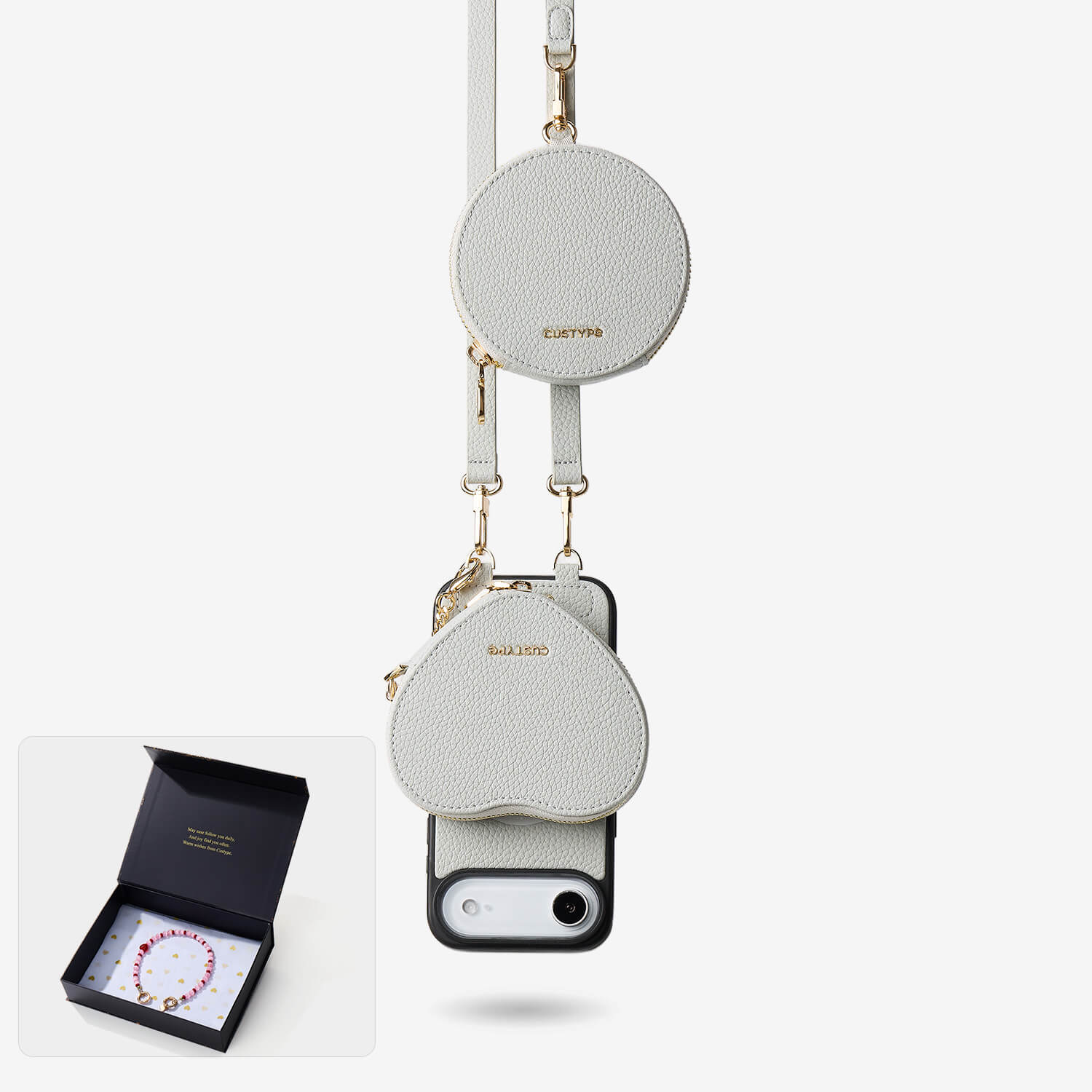 スターライトギフトボックス - ハートポーチ付きクロスボディiPhoneケース