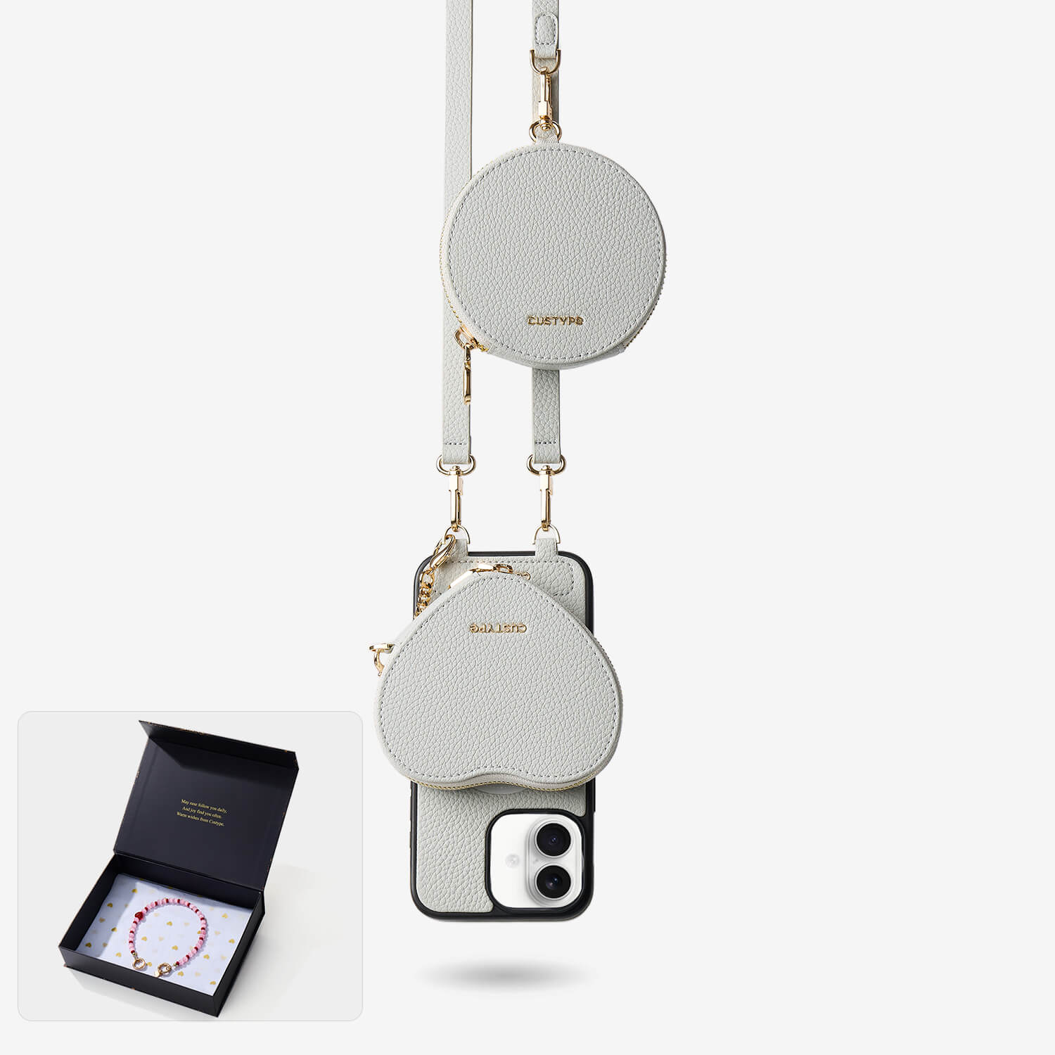 スターライトギフトボックス - ハートポーチ付きクロスボディiPhoneケース