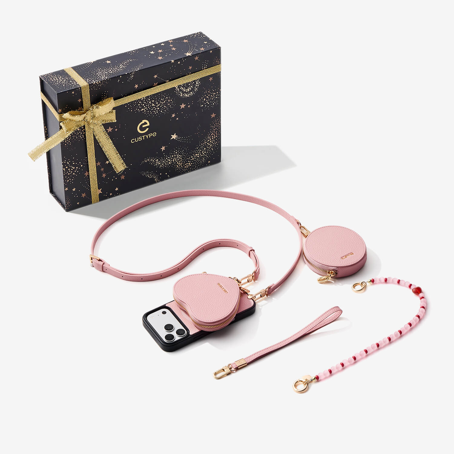 スターライトギフトボックス - ハートポーチ付きクロスボディiPhoneケース