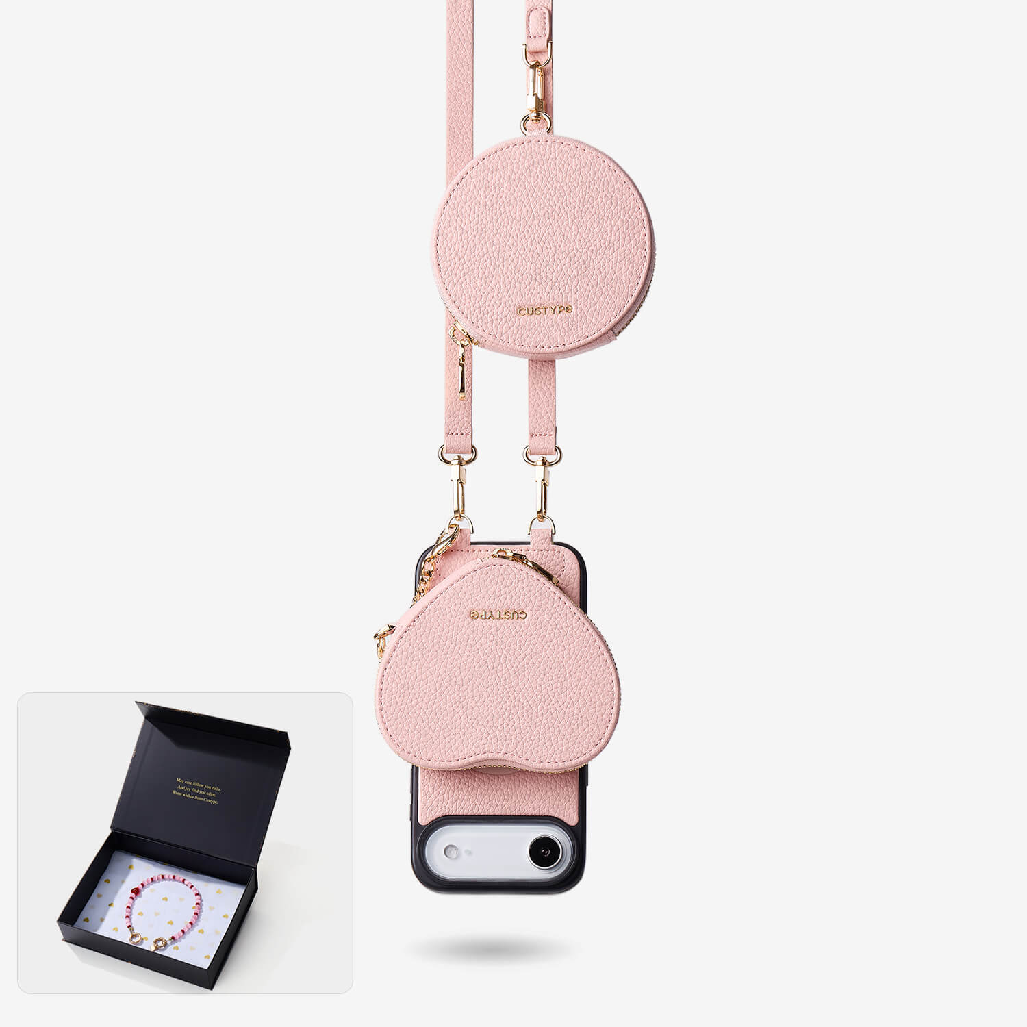 スターライトギフトボックス - ハートポーチ付きクロスボディiPhoneケース