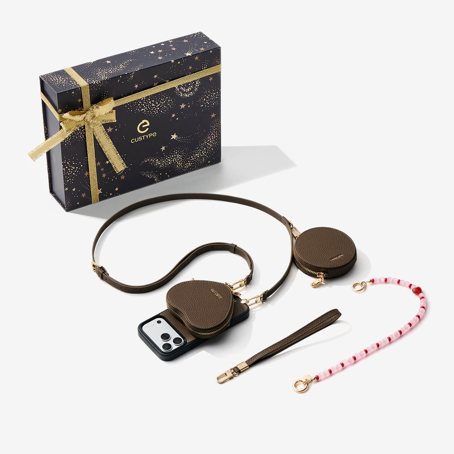 スターライトギフトボックス - ハートポーチ付きクロスボディiPhoneケース