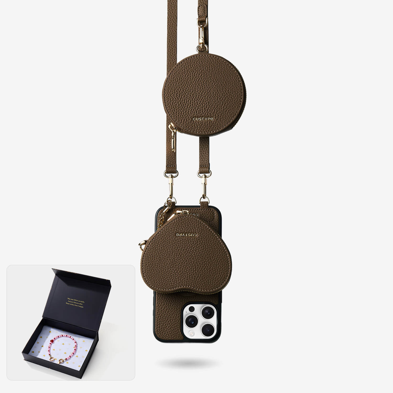 スターライトギフトボックス - ハートポーチ付きクロスボディiPhoneケース