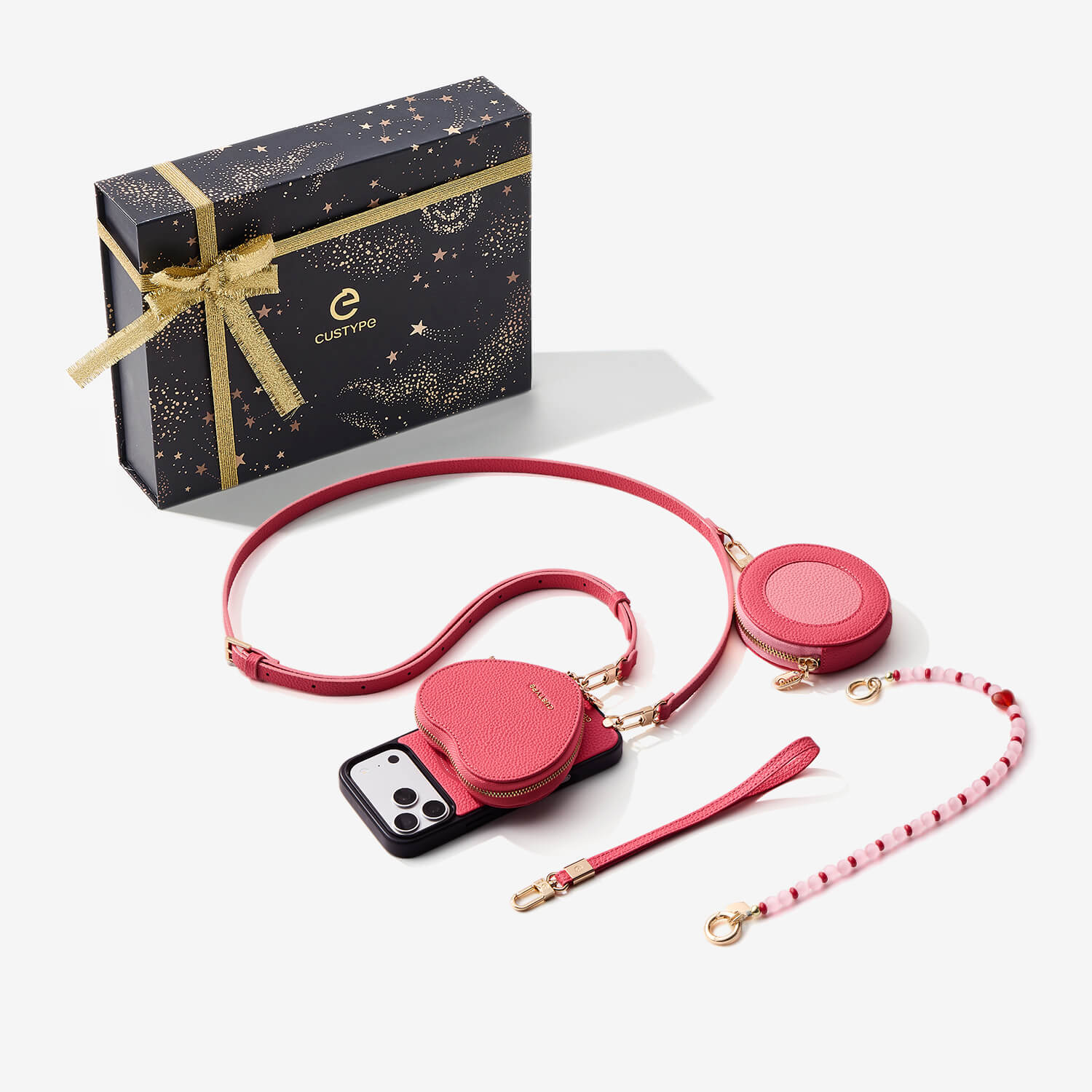 スターライトギフトボックス - ハートポーチ付きクロスボディiPhoneケース