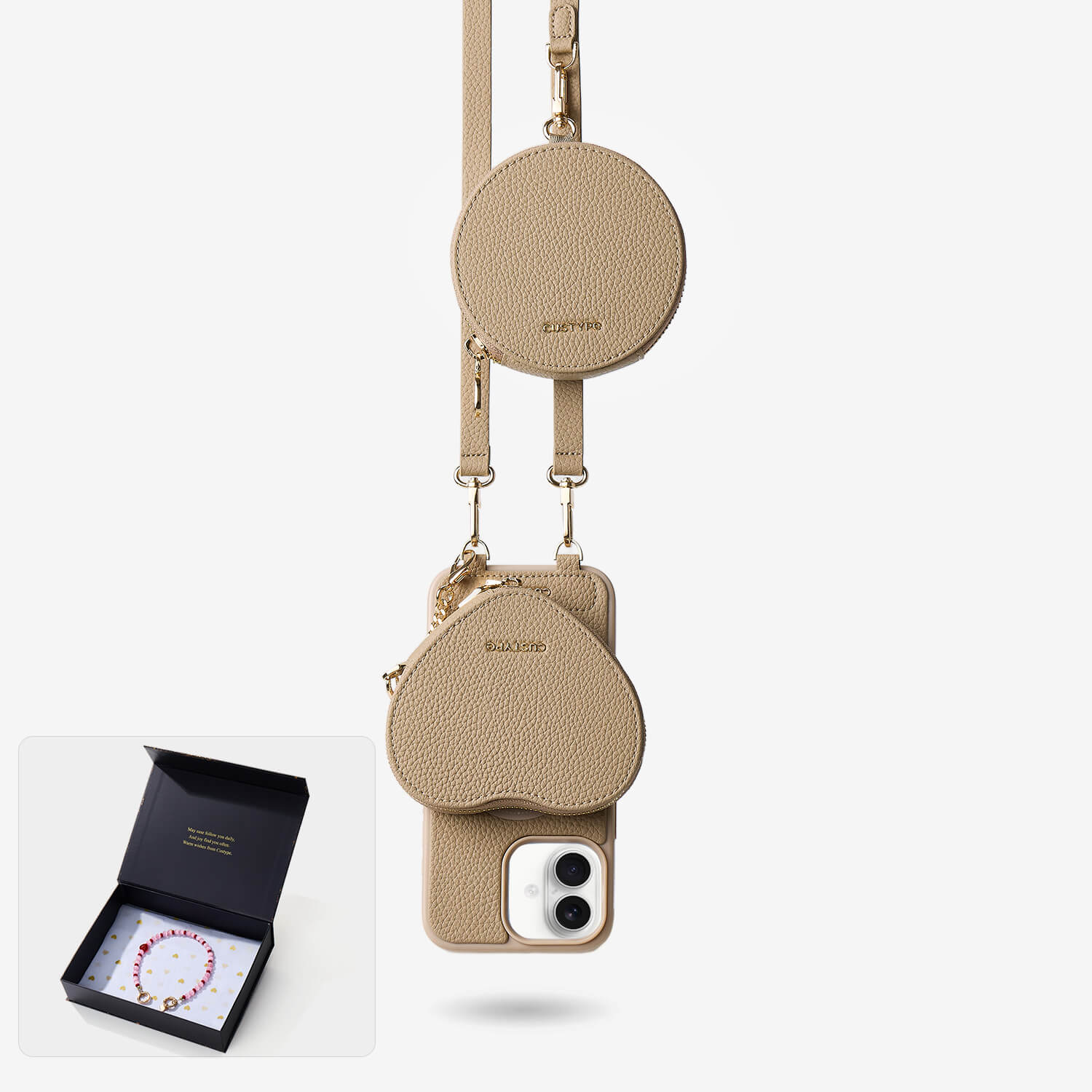 スターライトギフトボックス - ハートポーチ付きクロスボディiPhoneケース