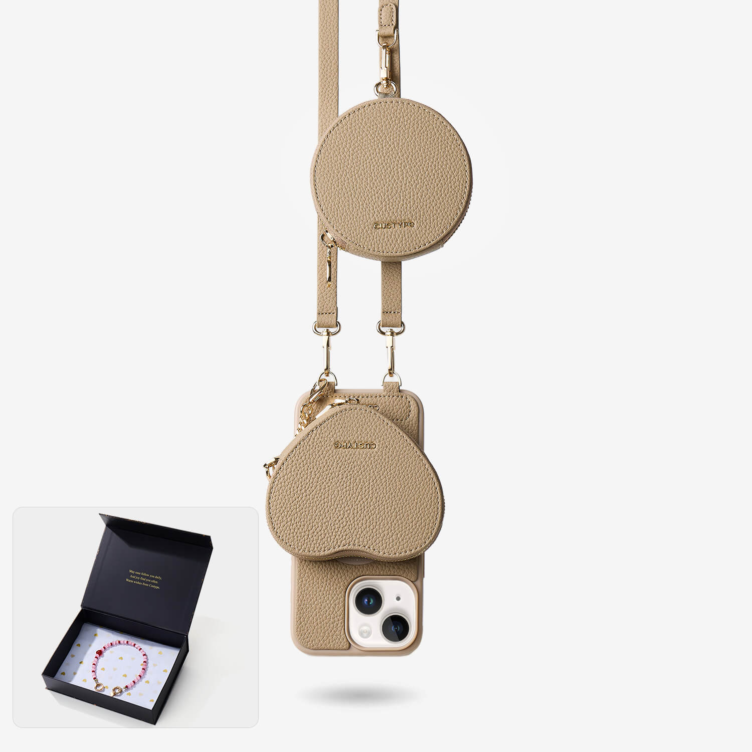 スターライトギフトボックス - ハートポーチ付きクロスボディiPhoneケース