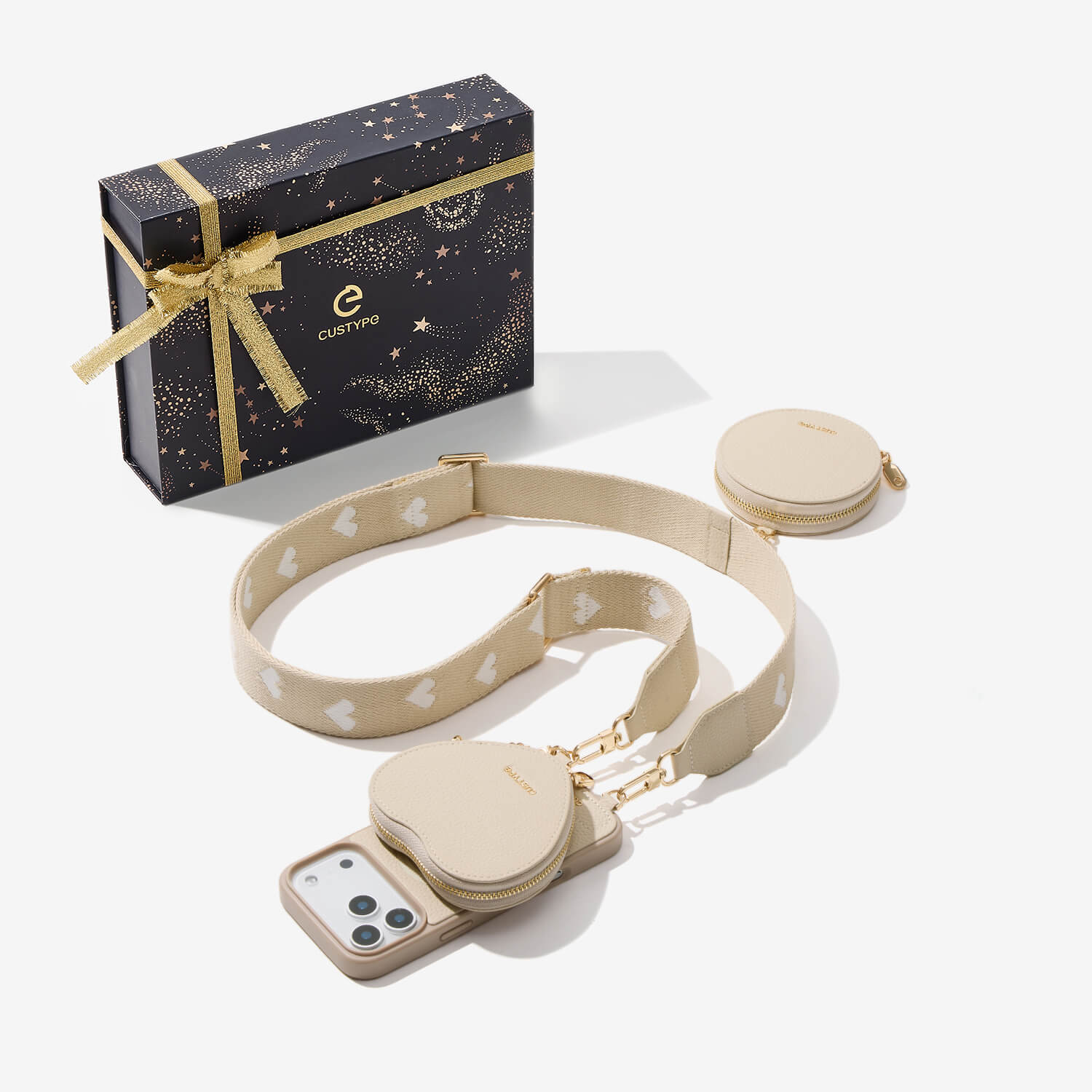 クリスマス限定キット - モランディ iPhone ウェビング クロスボディケース（ハートポーチ付き）