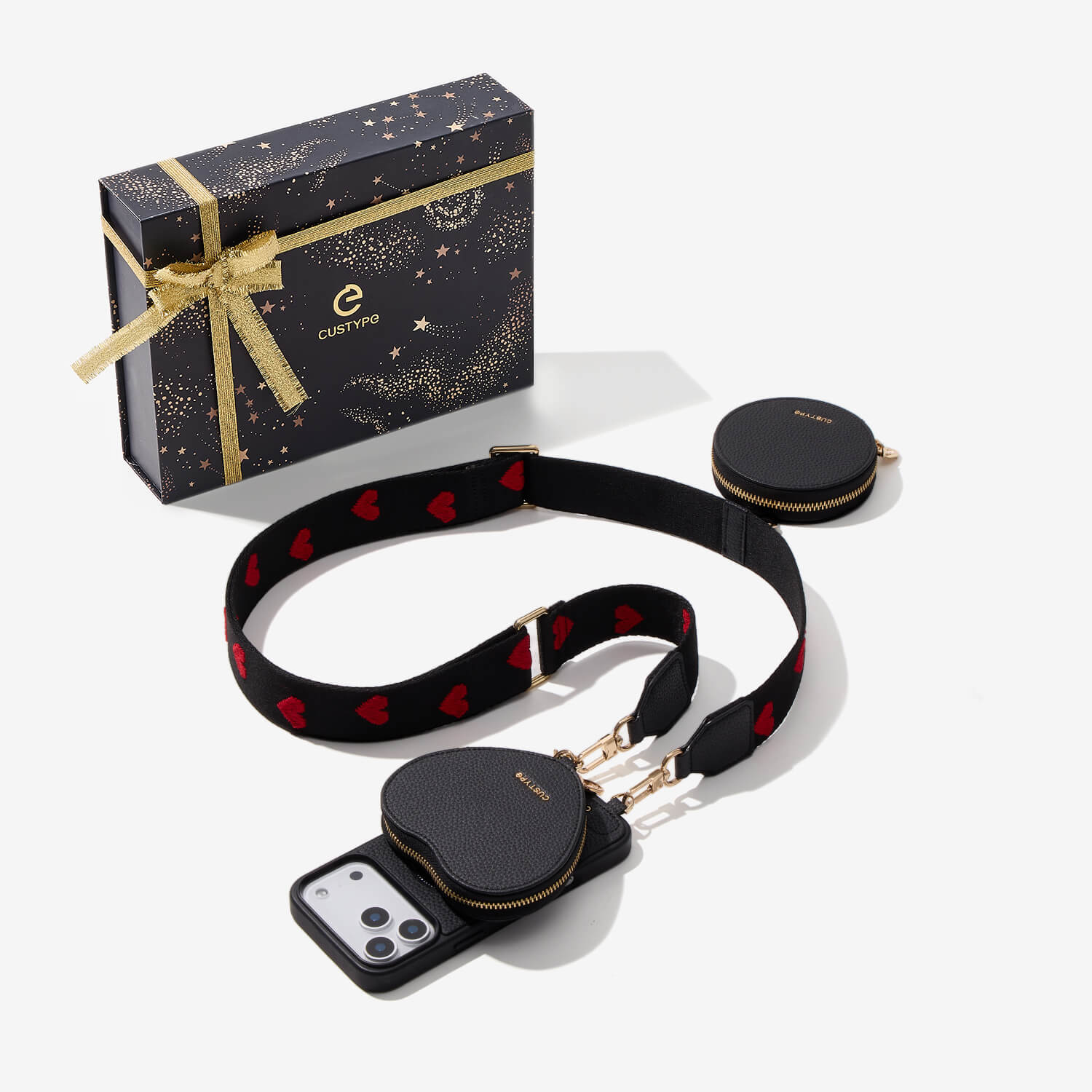 クリスマス限定キット - モランディ iPhone ウェビング クロスボディケース（ハートポーチ付き）