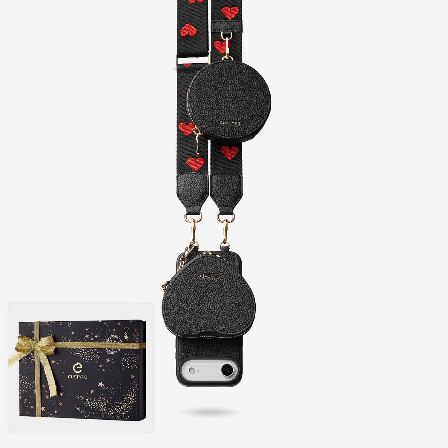 クリスマス限定キット - モランディ iPhone ウェビング クロスボディケース（ハートポーチ付き）