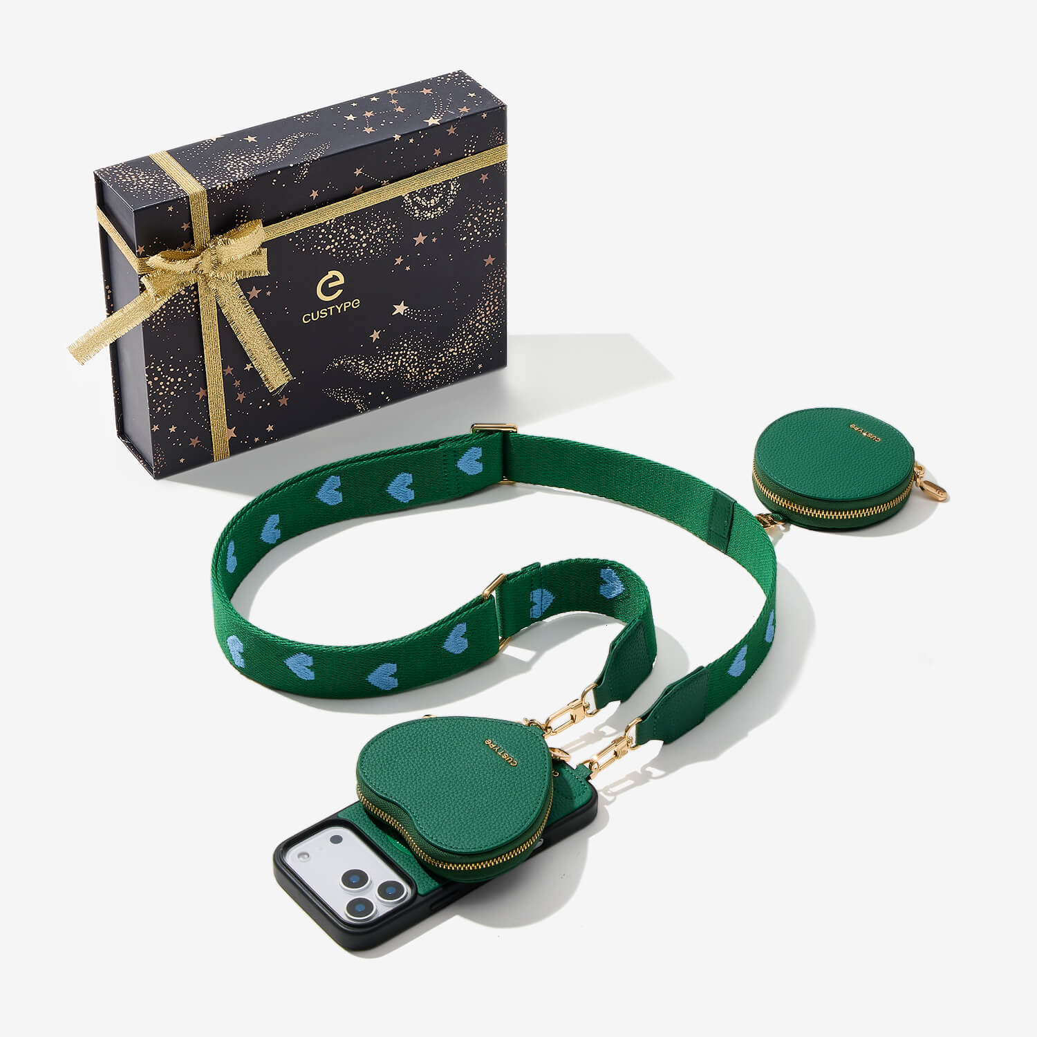 クリスマス限定キット - モランディ iPhone ウェビング クロスボディケース（ハートポーチ付き）