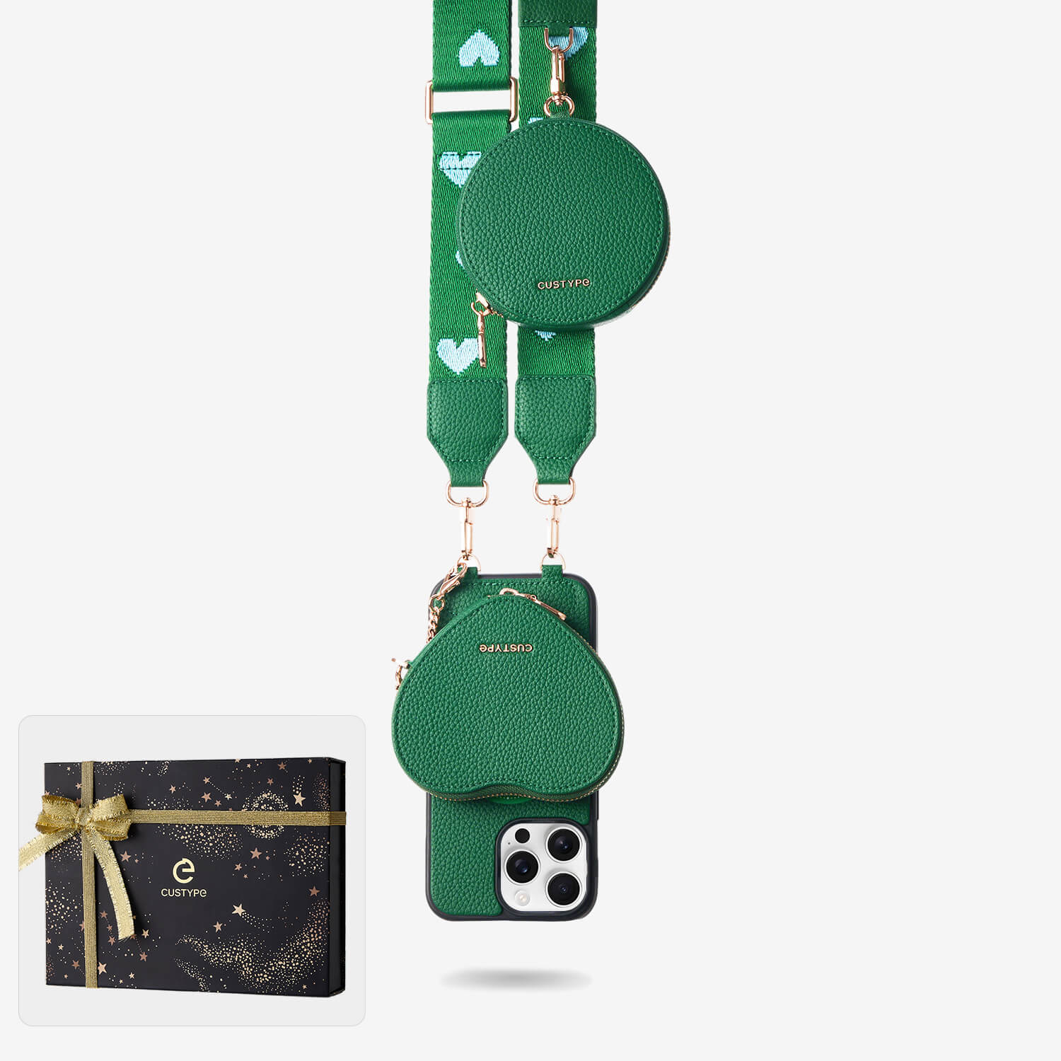 クリスマス限定キット - モランディ iPhone ウェビング クロスボディケース（ハートポーチ付き）