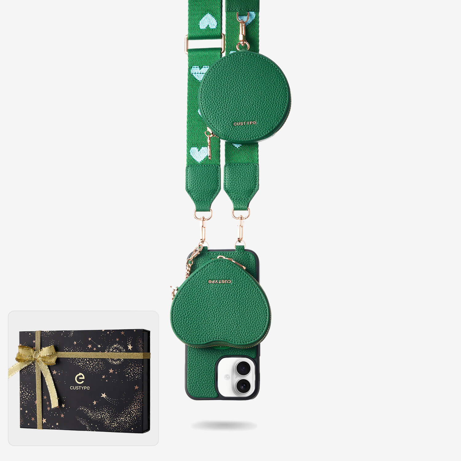 クリスマス限定キット - モランディ iPhone ウェビング クロスボディケース（ハートポーチ付き）