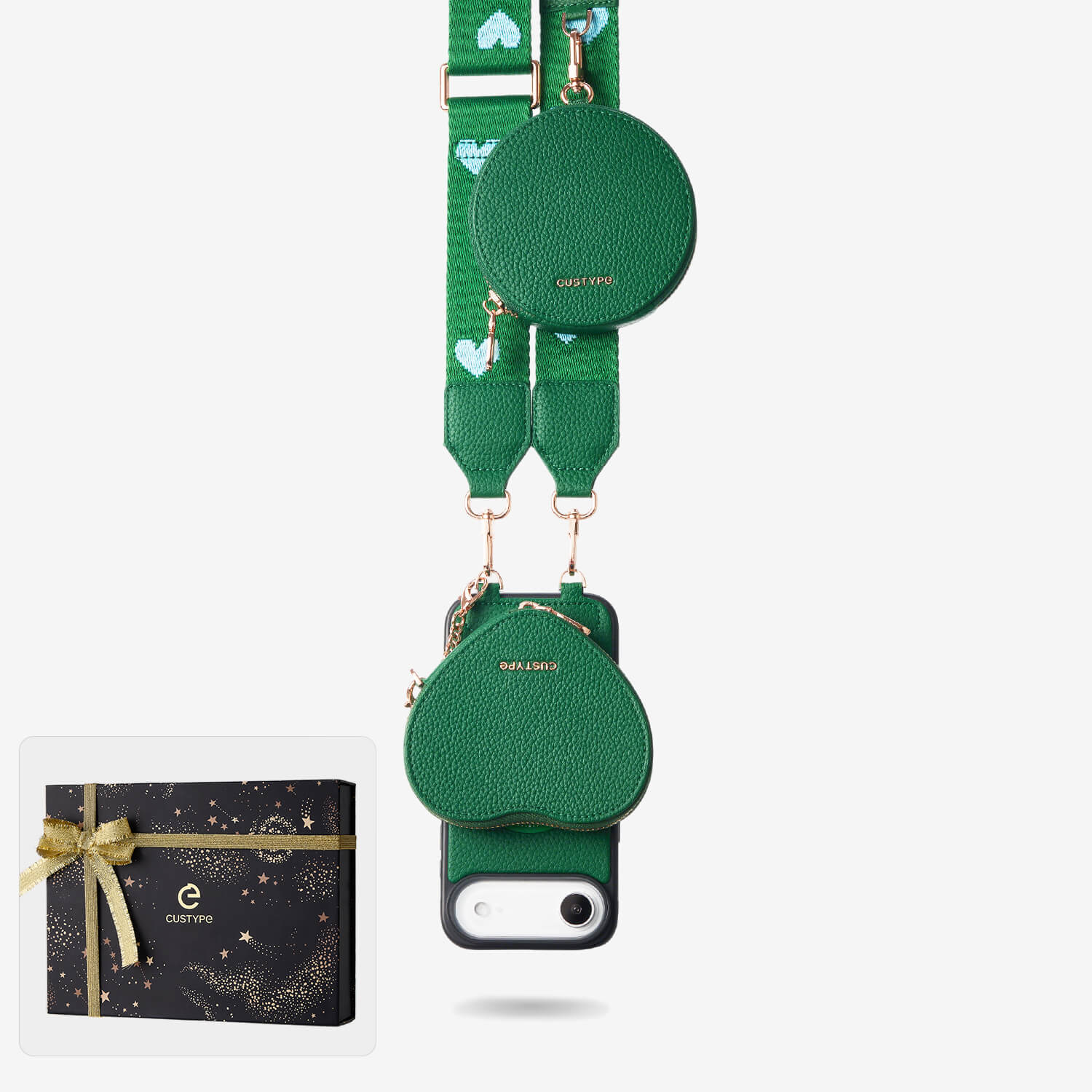 クリスマス限定キット - モランディ iPhone ウェビング クロスボディケース（ハートポーチ付き）