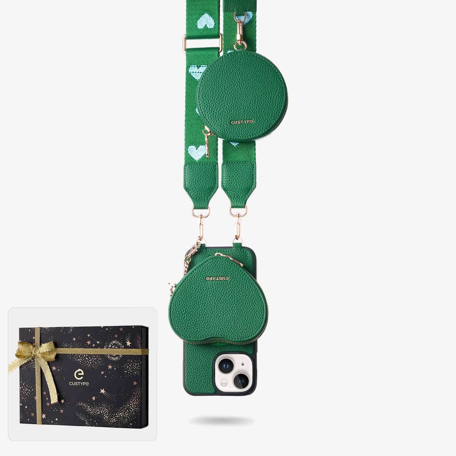 クリスマス限定キット - モランディ iPhone ウェビング クロスボディケース（ハートポーチ付き）