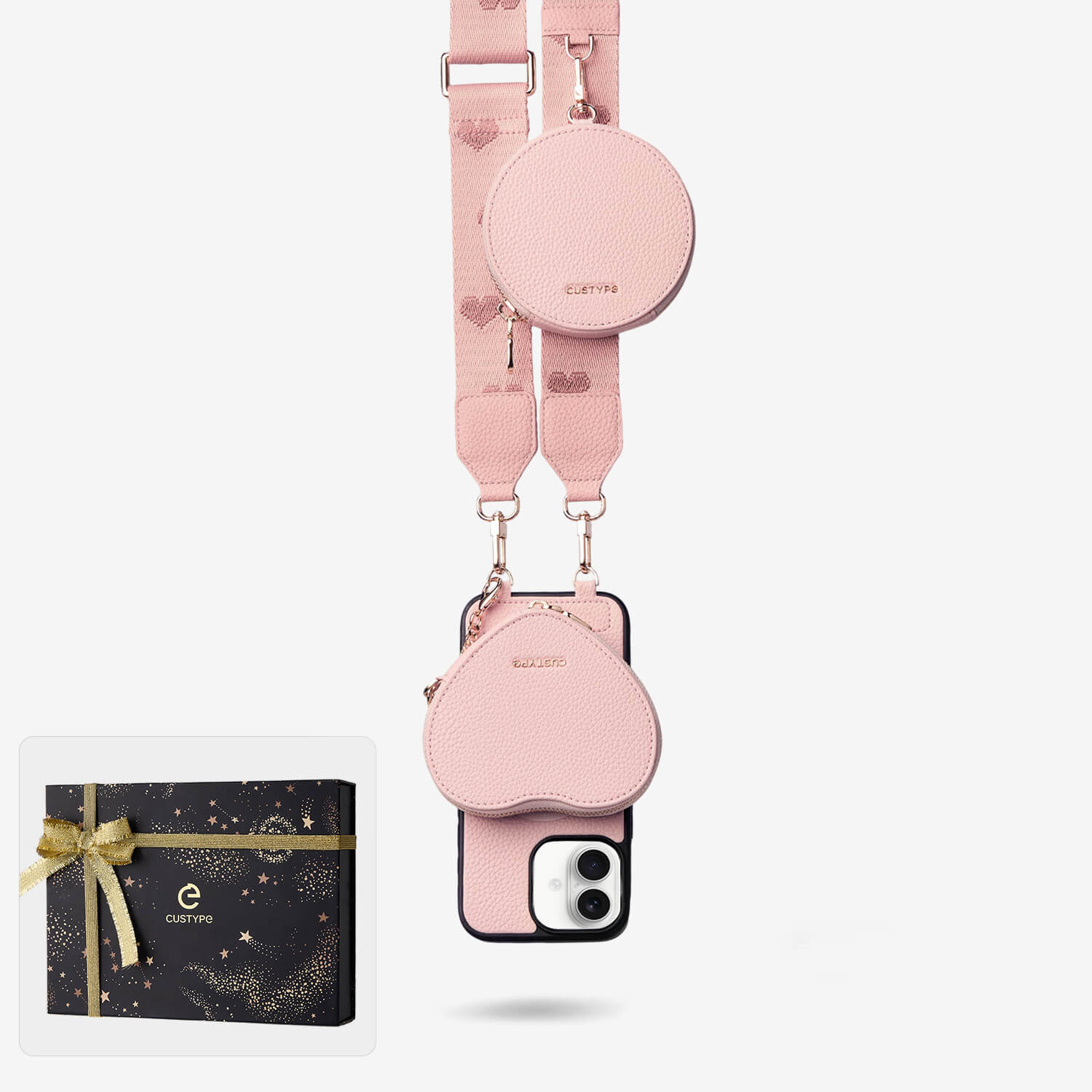 クリスマス限定キット - モランディ iPhone ウェビング クロスボディケース（ハートポーチ付き）