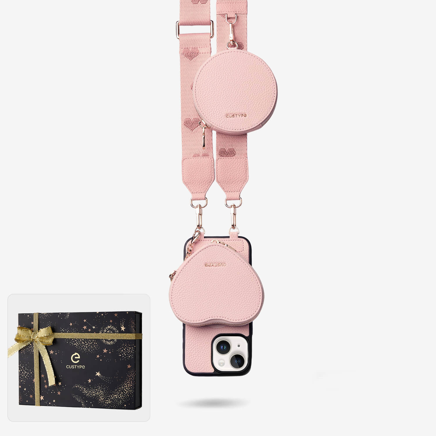 クリスマス限定キット - モランディ iPhone ウェビング クロスボディケース（ハートポーチ付き）