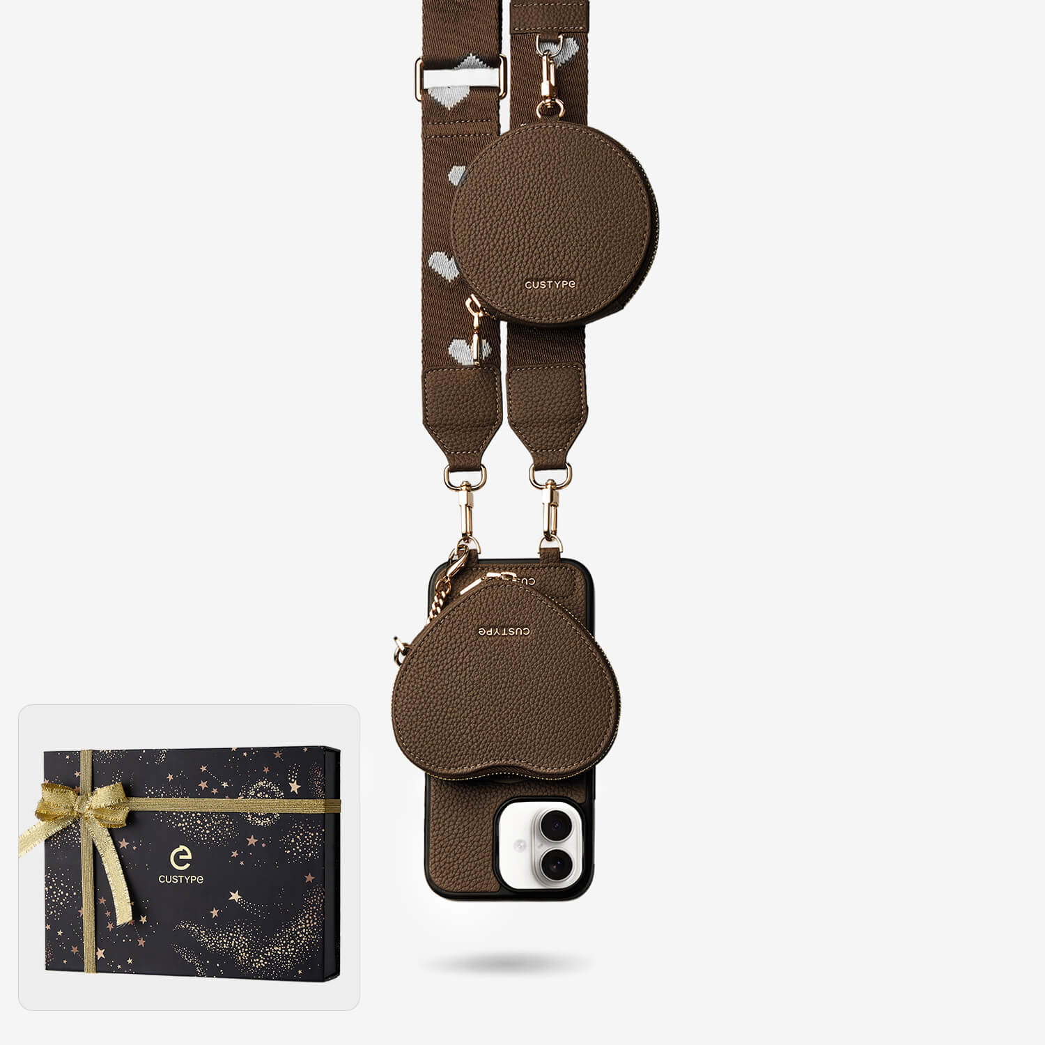 クリスマス限定キット - モランディ iPhone ウェビング クロスボディケース（ハートポーチ付き）