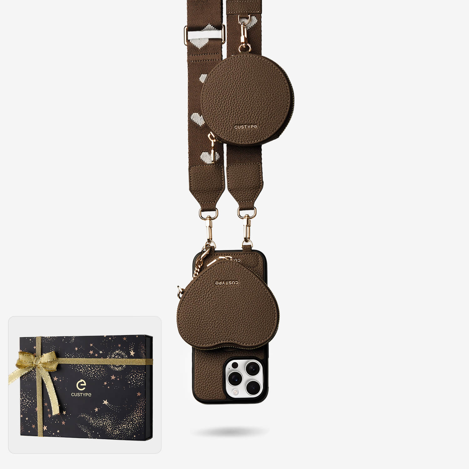 クリスマス限定キット - モランディ iPhone ウェビング クロスボディケース（ハートポーチ付き）