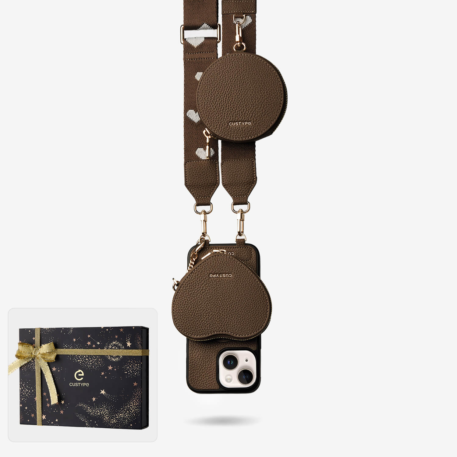 クリスマス限定キット - モランディ iPhone ウェビング クロスボディケース（ハートポーチ付き）