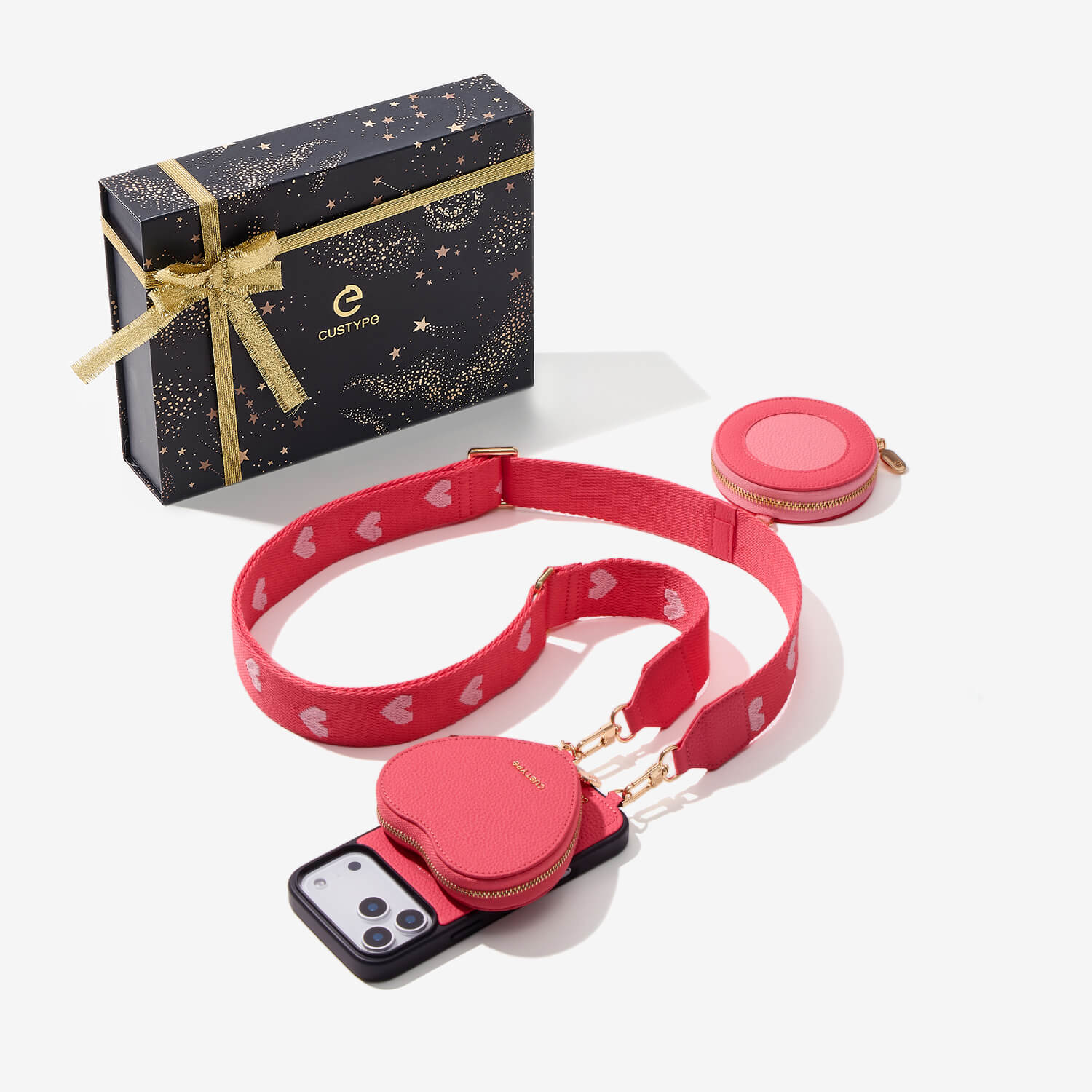 クリスマス限定キット - モランディ iPhone ウェビング クロスボディケース（ハートポーチ付き）