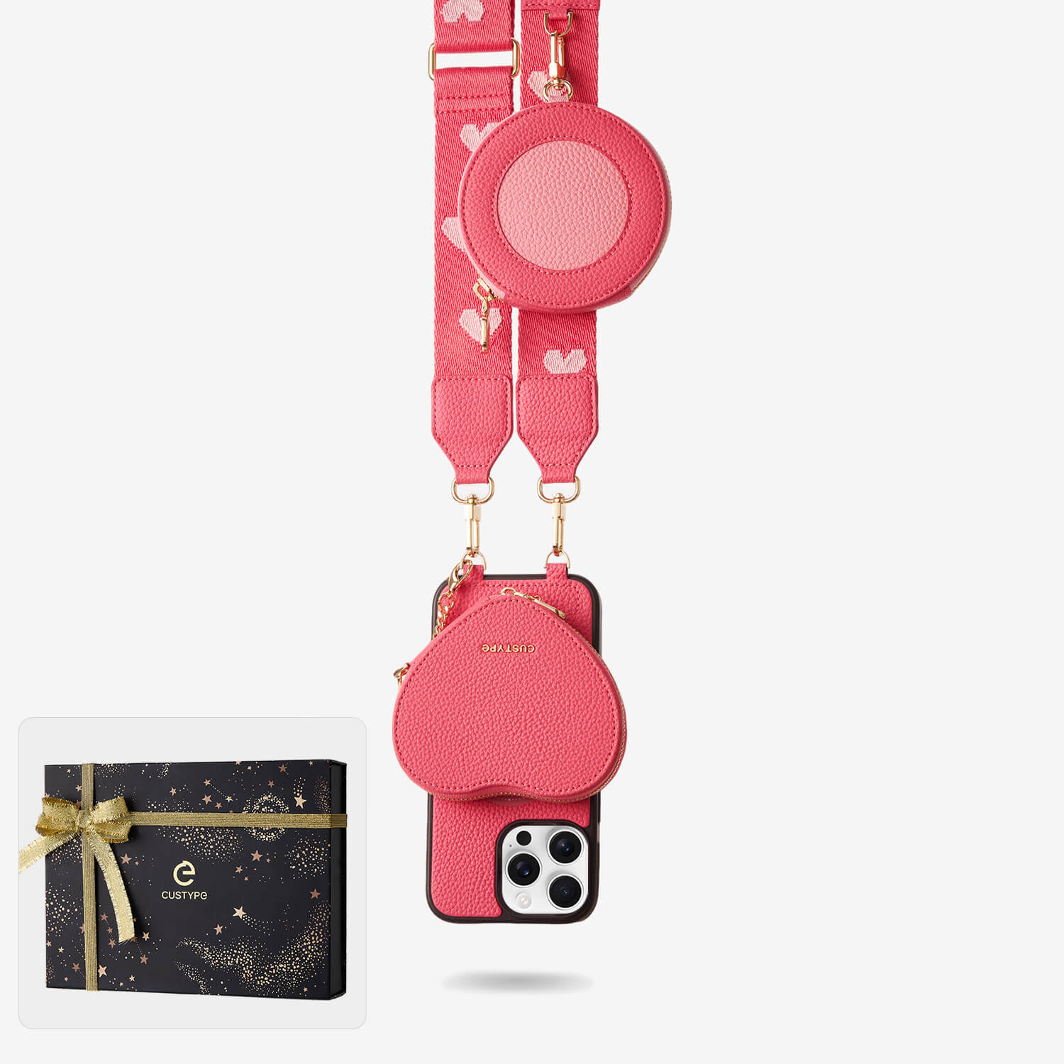 クリスマス限定キット - モランディ iPhone ウェビング クロスボディケース（ハートポーチ付き）