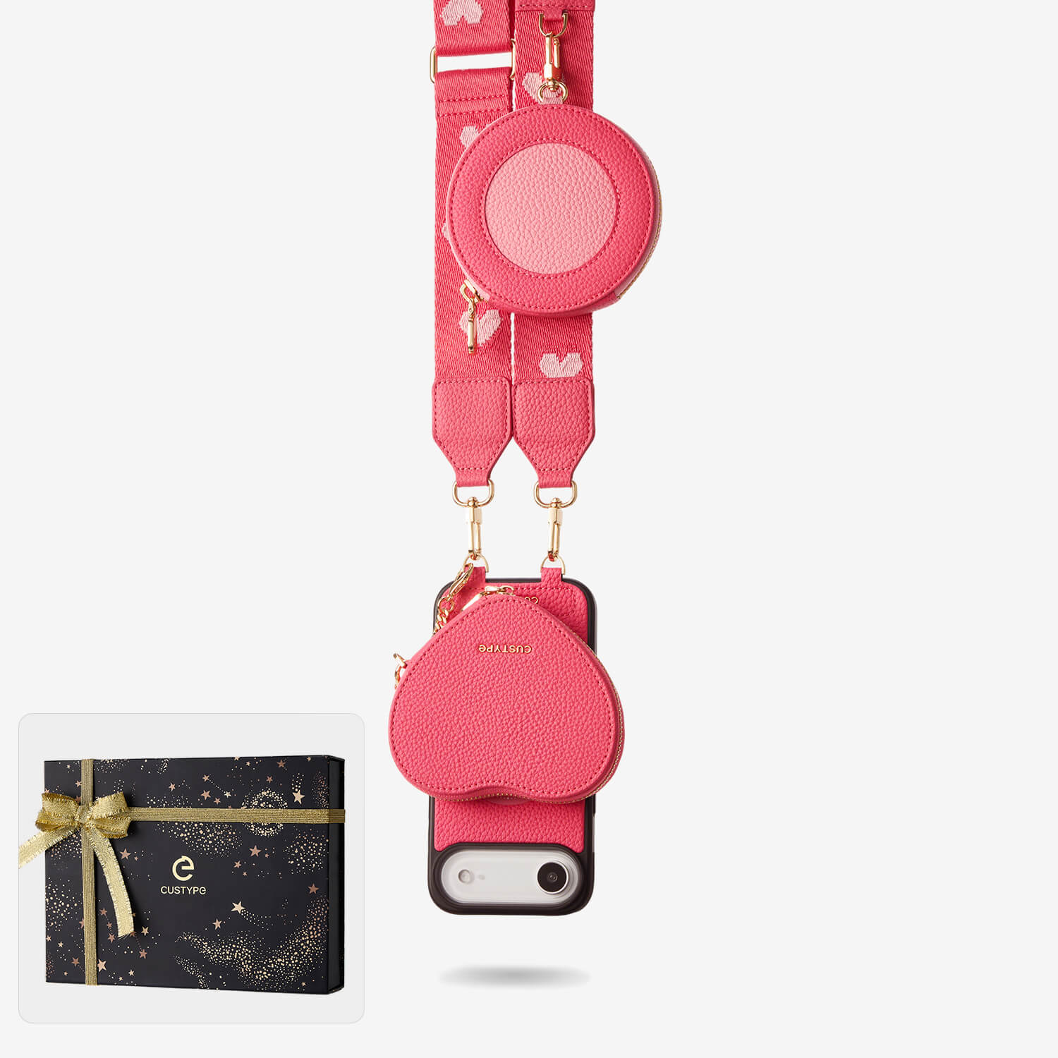 クリスマス限定キット - モランディ iPhone ウェビング クロスボディケース（ハートポーチ付き）