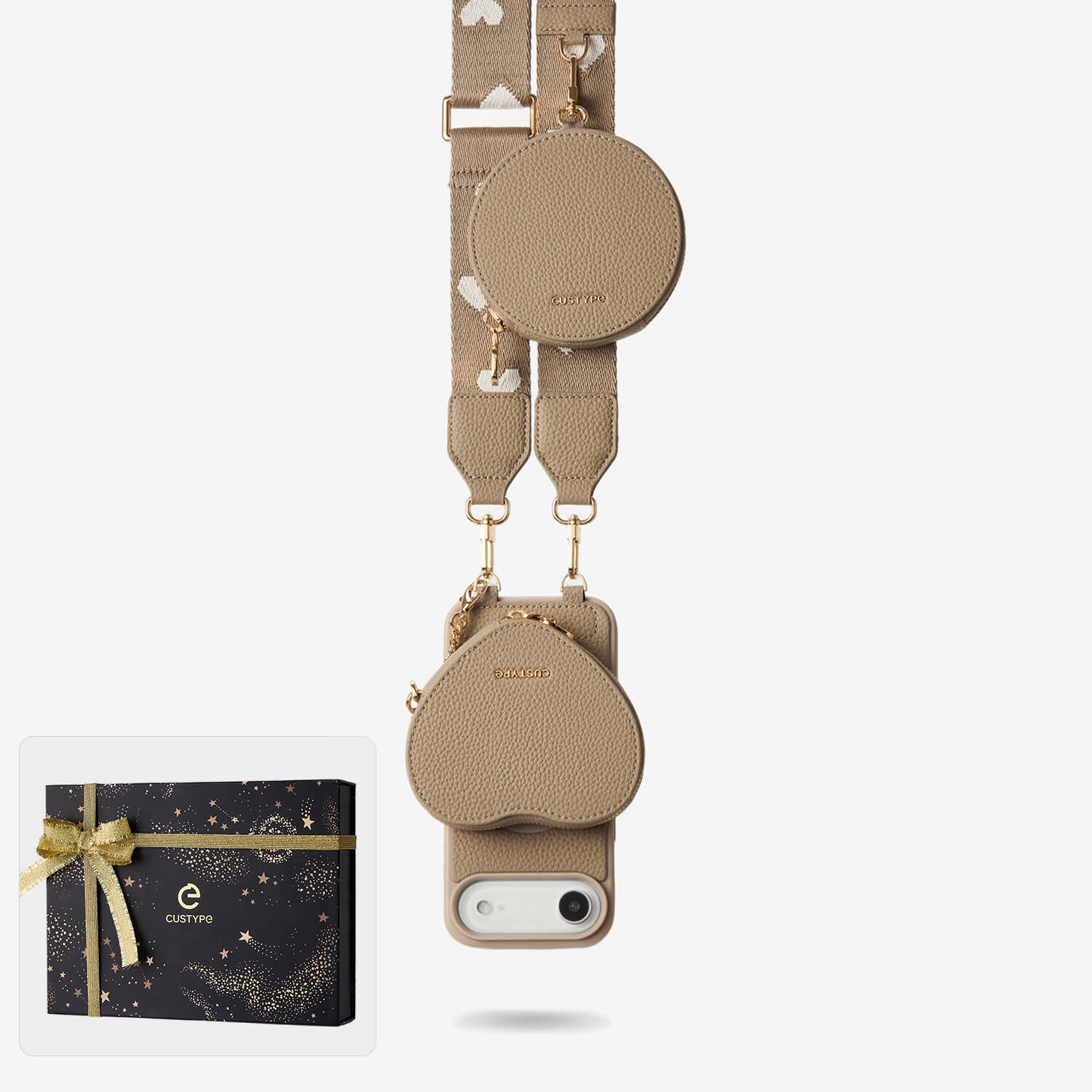 クリスマス限定キット - モランディ iPhone ウェビング クロスボディケース（ハートポーチ付き）