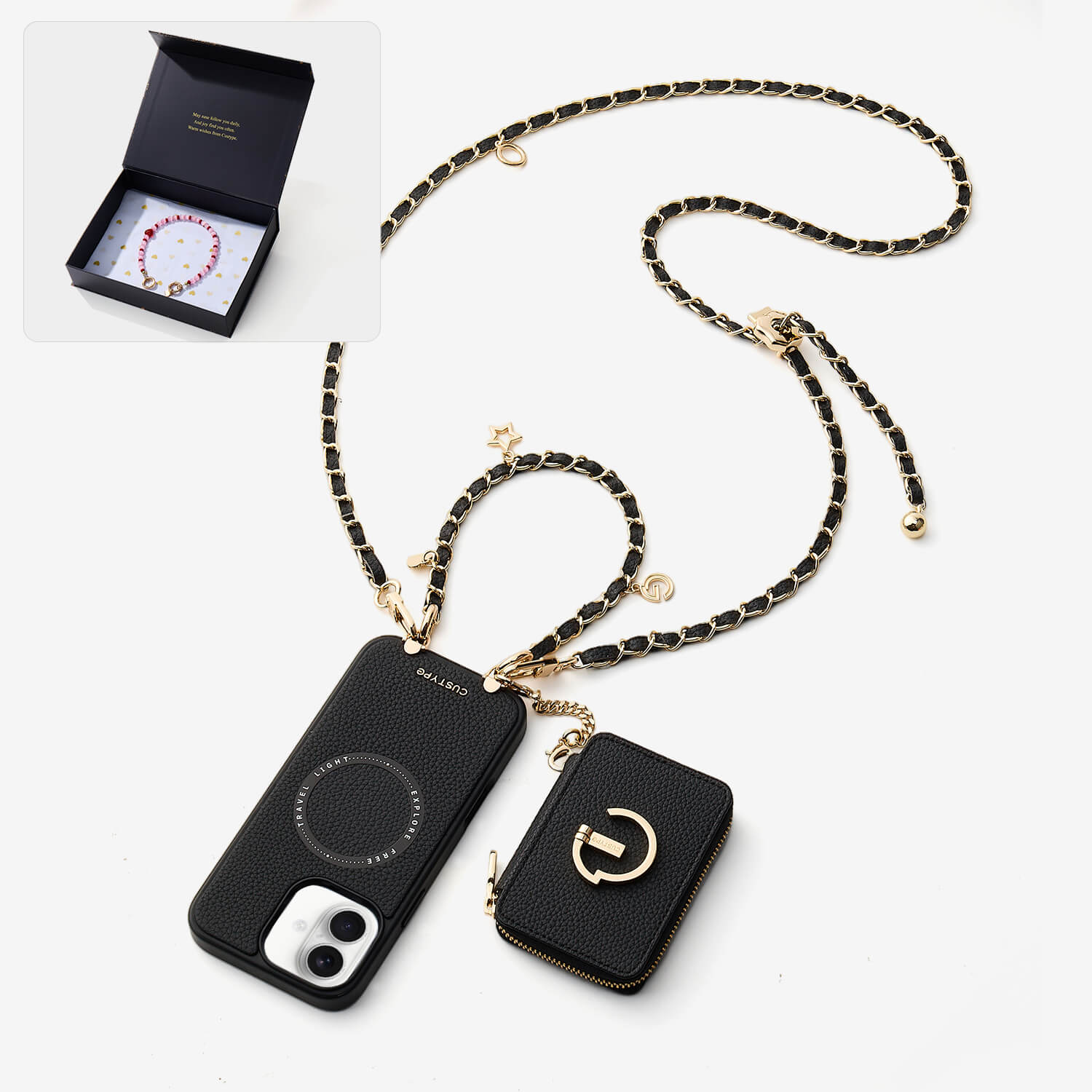 Starlight Gift Box- Magnetic Wallet Phone Case with Crossbody Chain-Custype