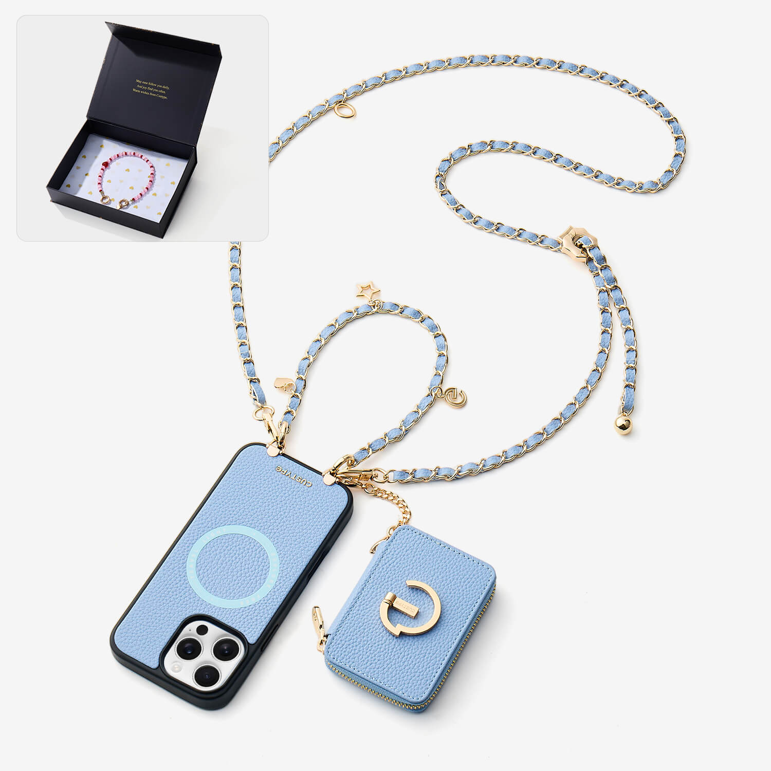 Starlight Gift Box- Magnetic Wallet Phone Case with Crossbody Chain-Custype