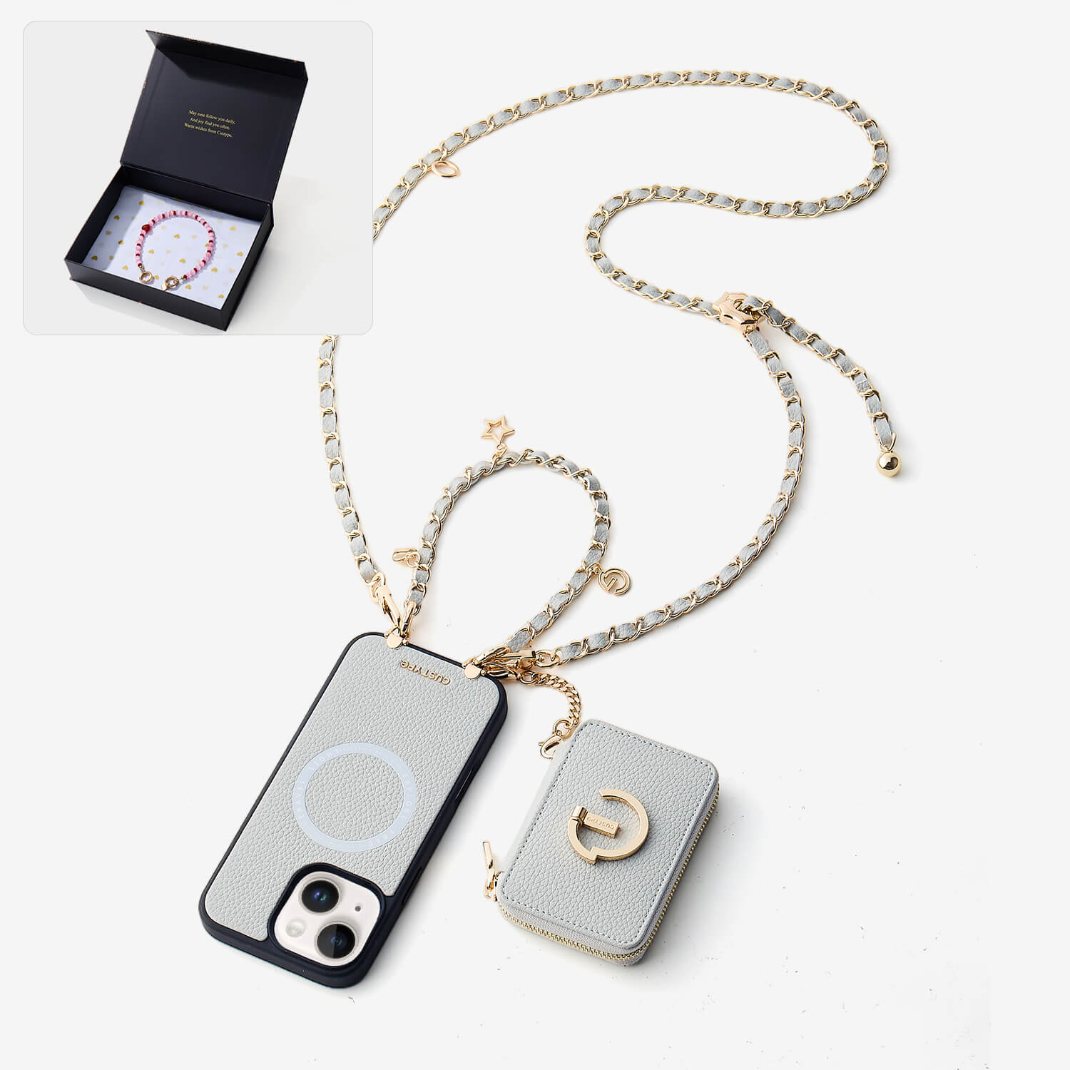 Starlight Gift Box- Magnetic Wallet Phone Case with Crossbody Chain-Custype