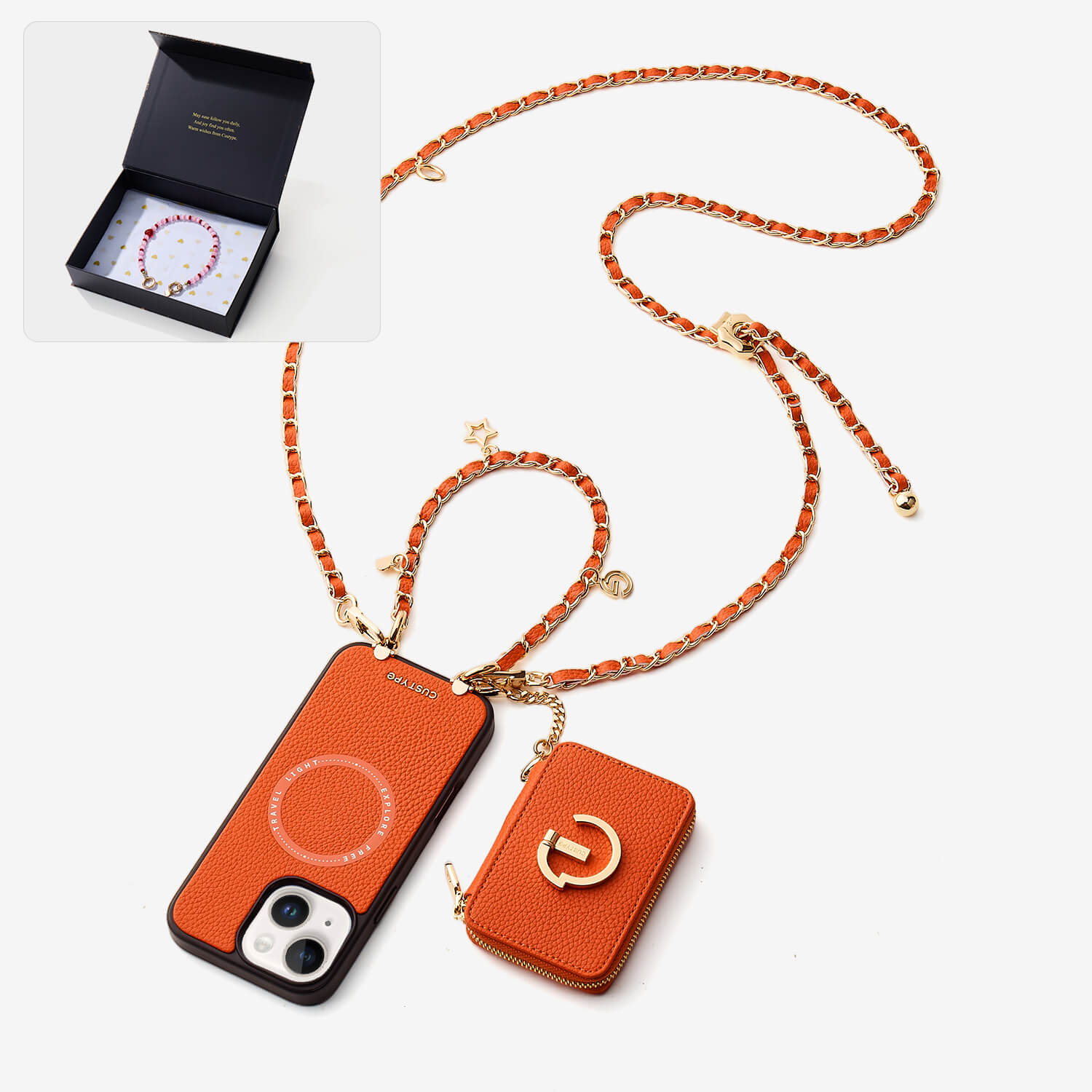 Starlight Gift Box- Magnetic Wallet Phone Case with Crossbody Chain-Custype