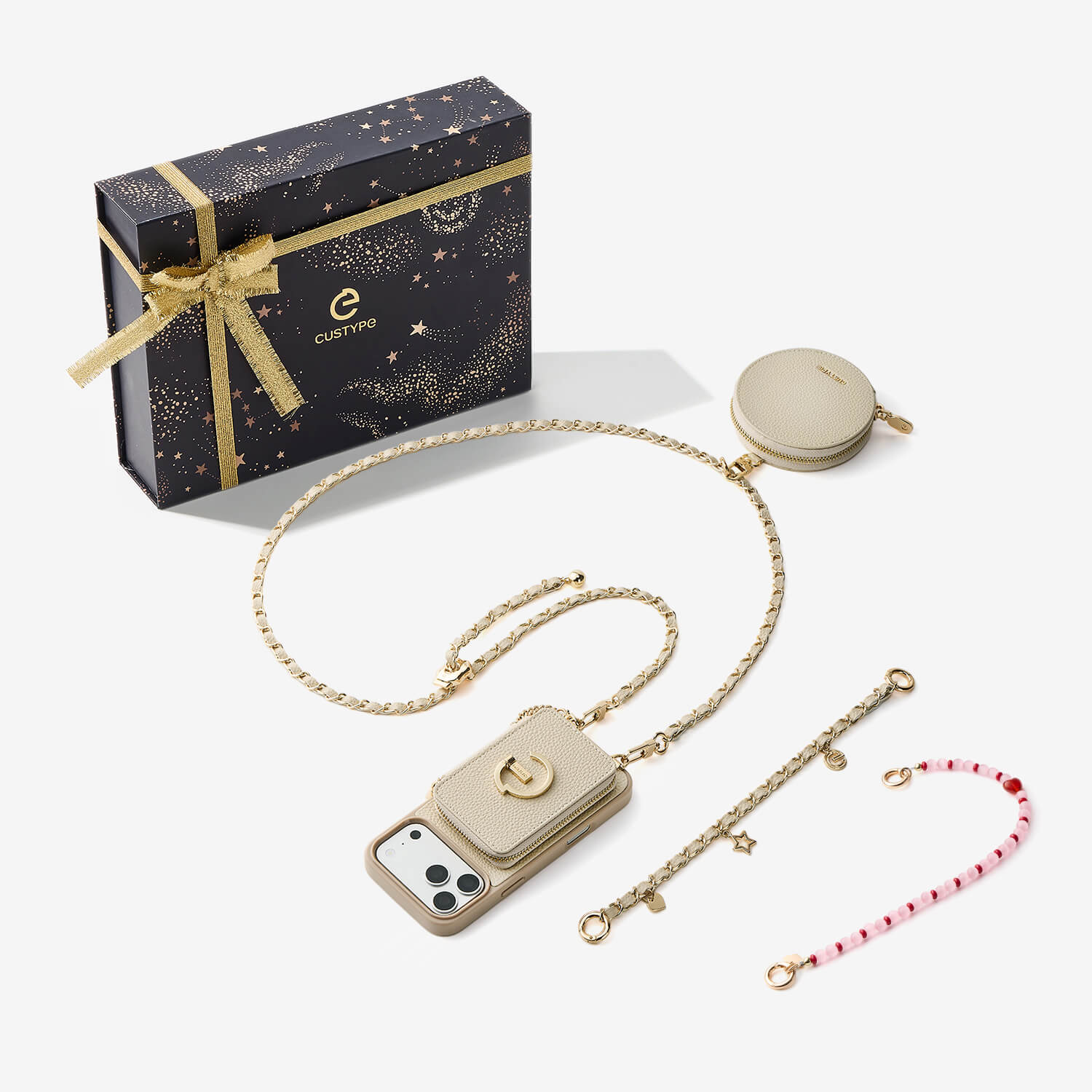 Starlight Gift Box- Morandi Phone Case with Shoulder Chain & Wallet-Custype