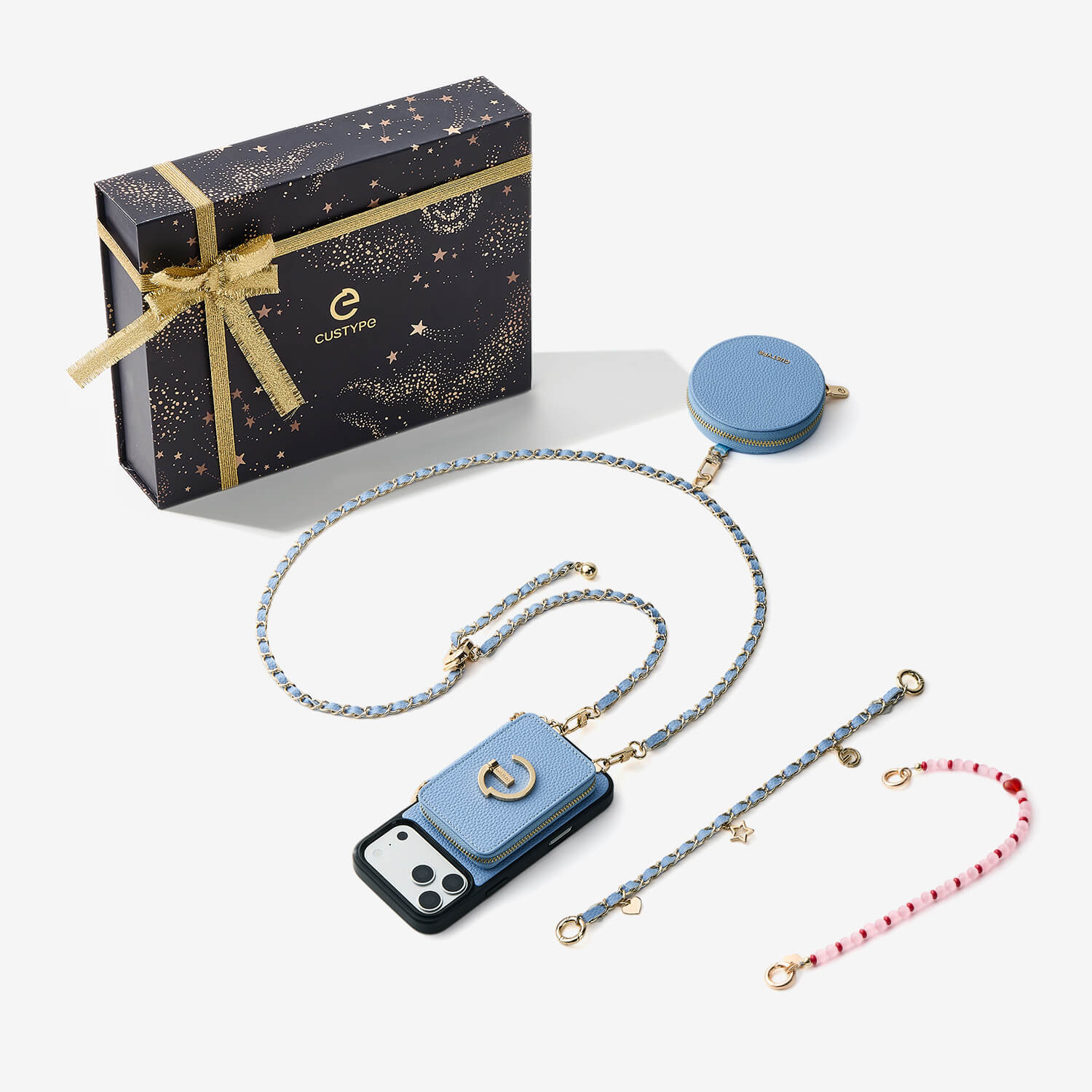 Starlight Gift Box- Morandi Phone Case with Shoulder Chain & Wallet-Custype