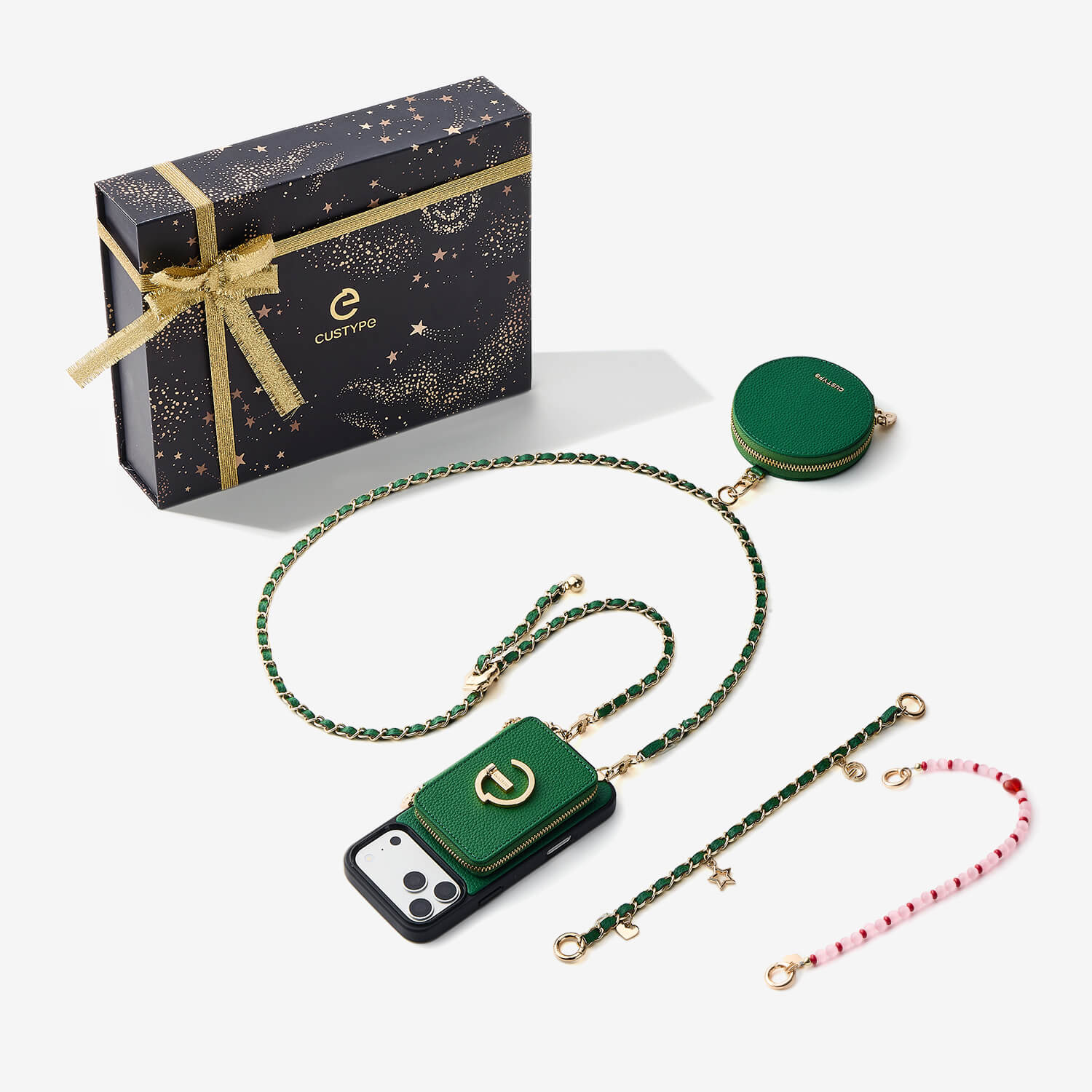 Starlight Gift Box- Morandi Phone Case with Shoulder Chain & Wallet-Custype