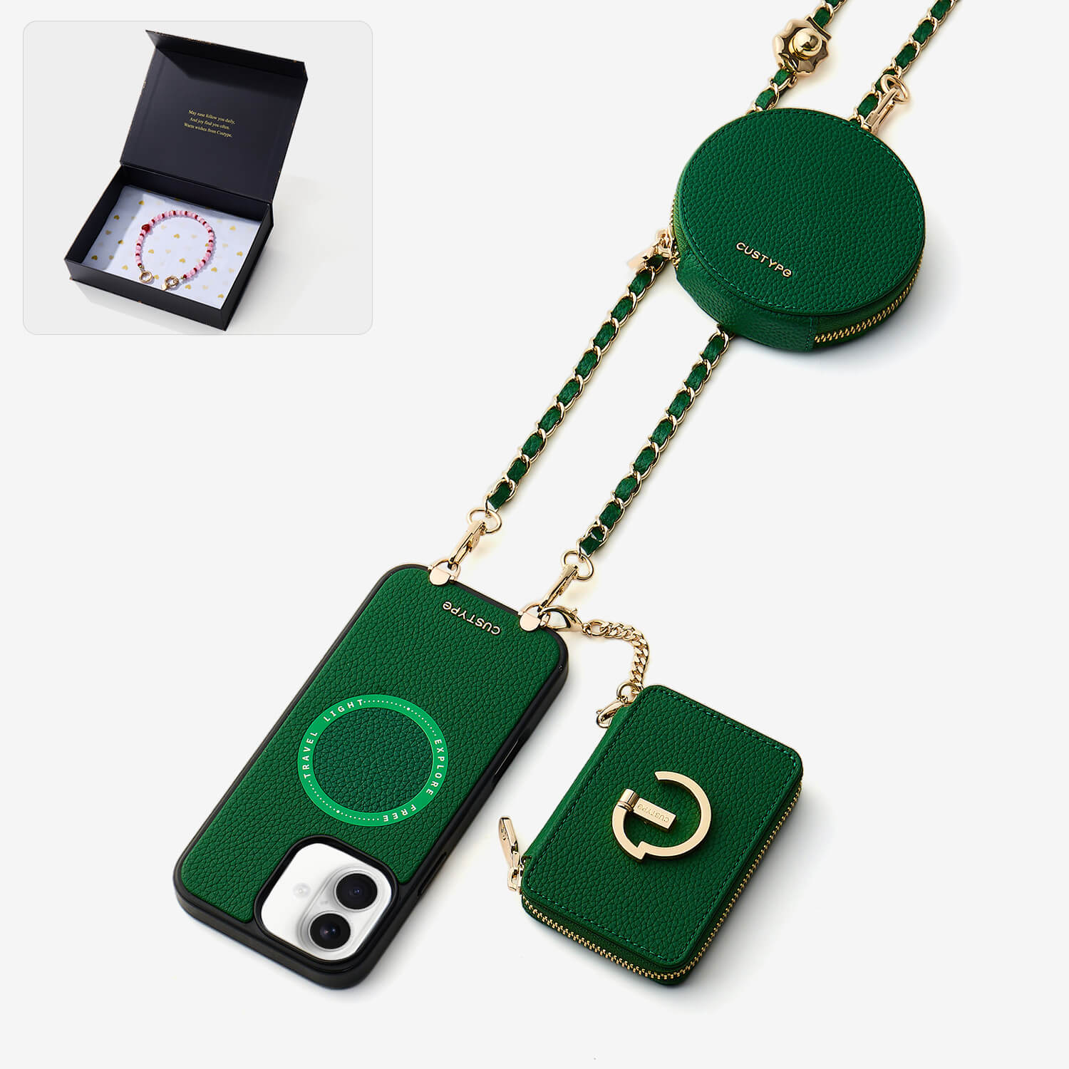 Starlight Gift Box- Morandi Phone Case with Shoulder Chain & Wallet-Custype